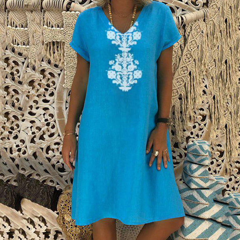 🔥CLEARANCE SALE🔥Women's Casual V Neck Printed Dress
