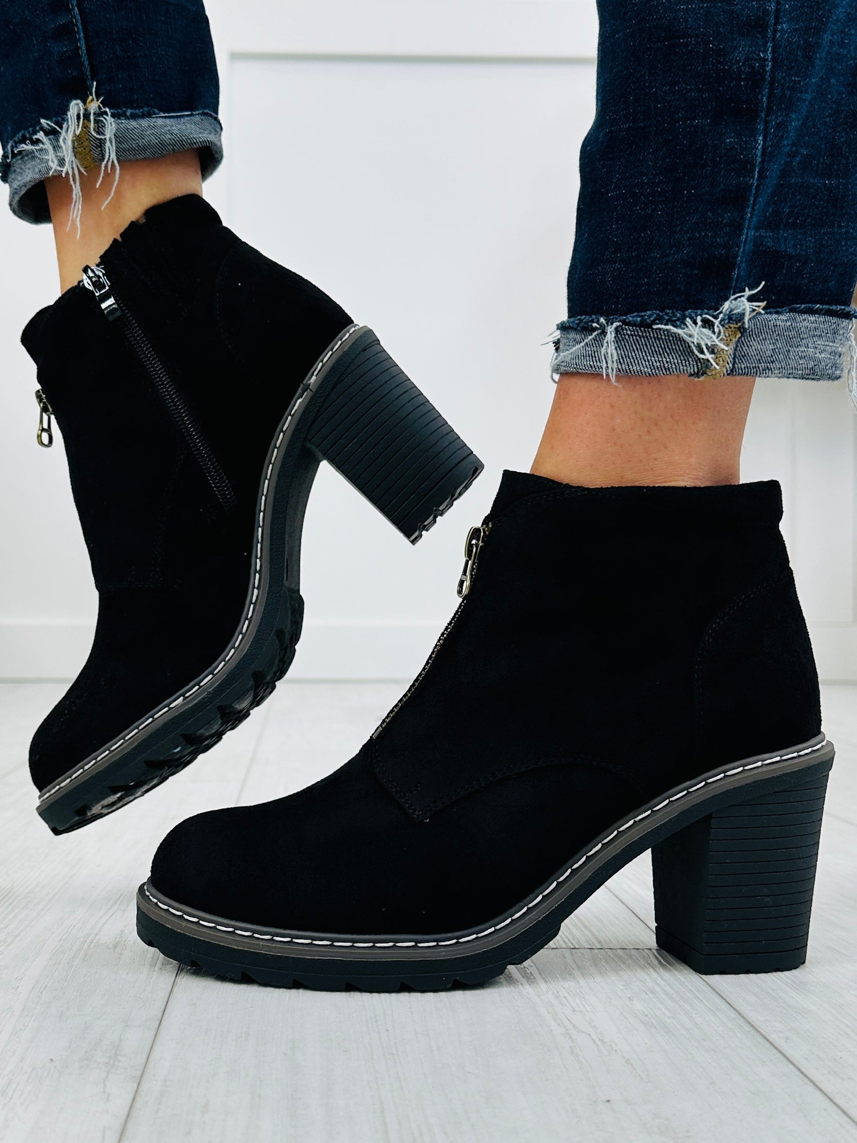 Women's Black Platform Booties - product view 4