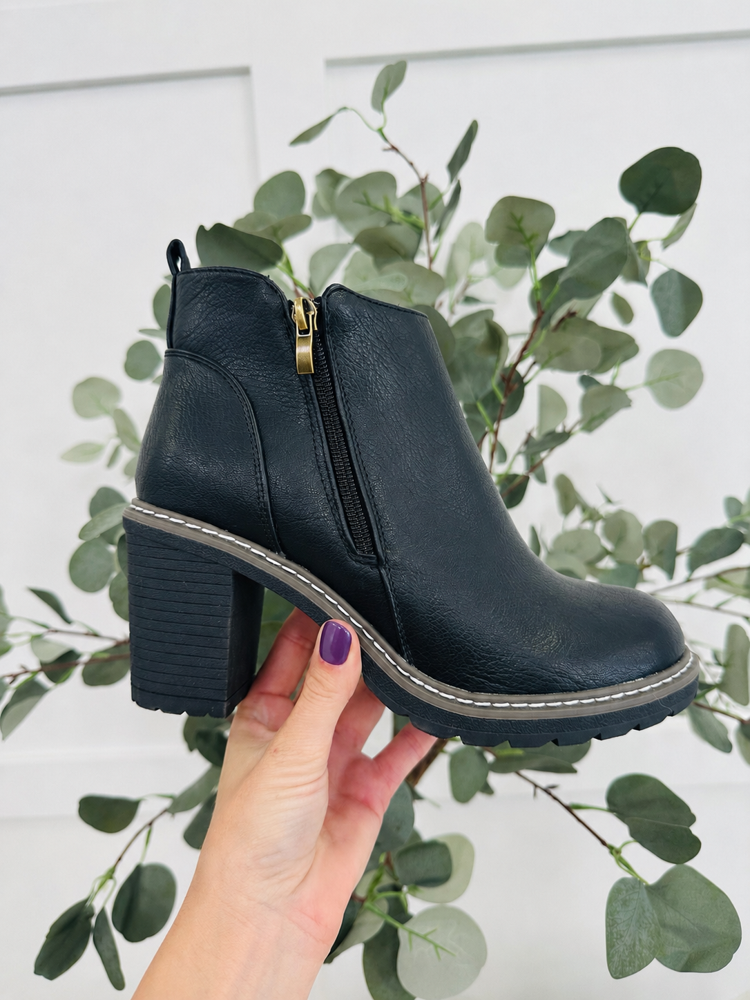 Women's Black Suede-Look Booties - product view 1