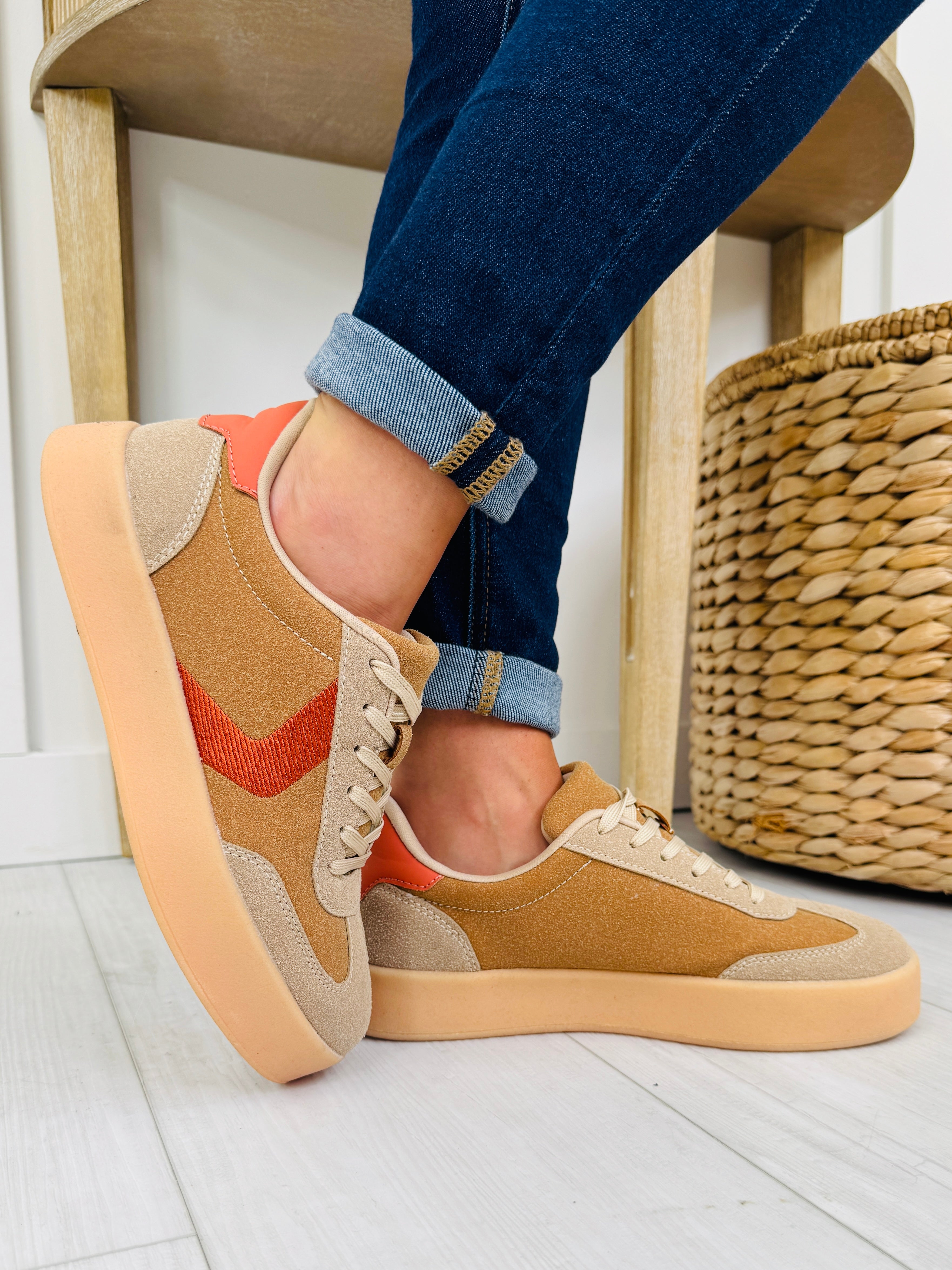 Women's Camel & Orange Platform Sneakers - product view 4