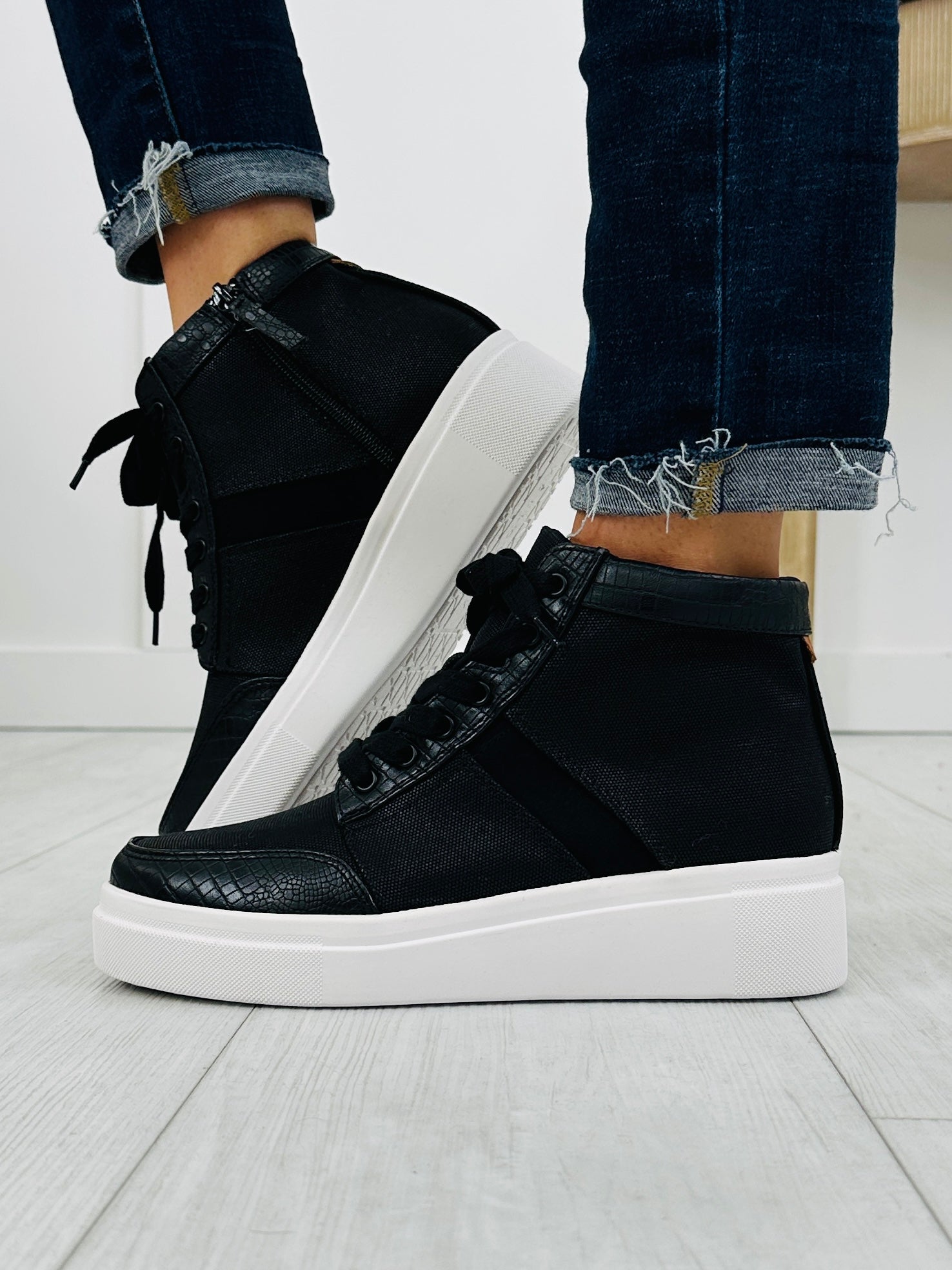 Women's Black Platform Sneakers - Style 3 - product view 4
