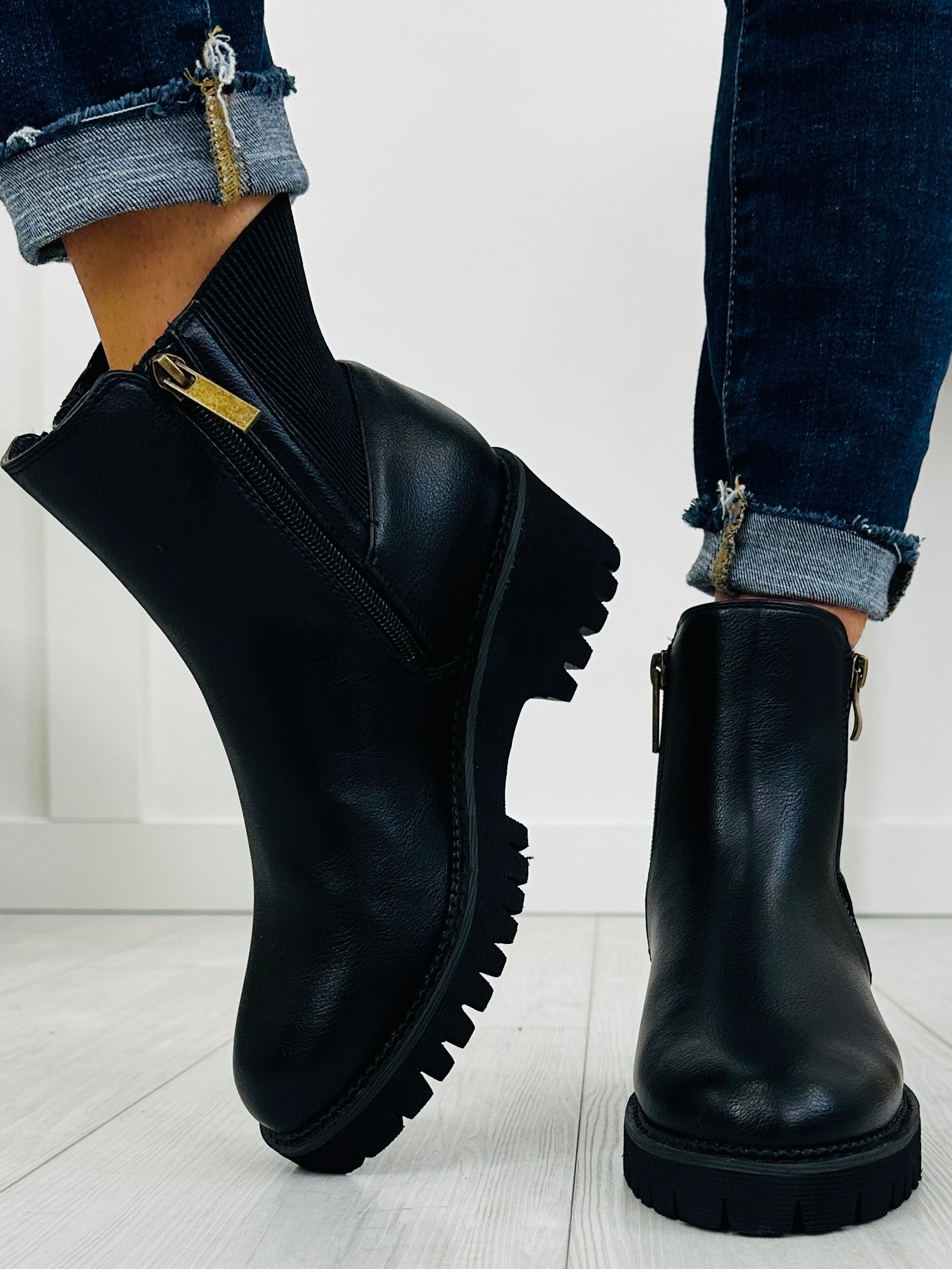 Women's Black Platform Boots - product view 2