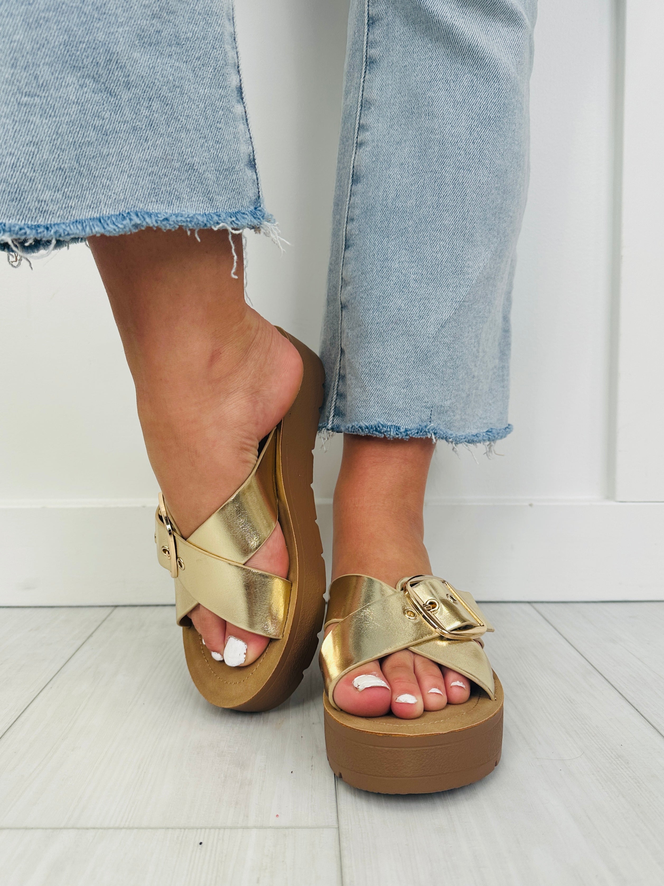Women's Gold Platform Sandals - product view 2