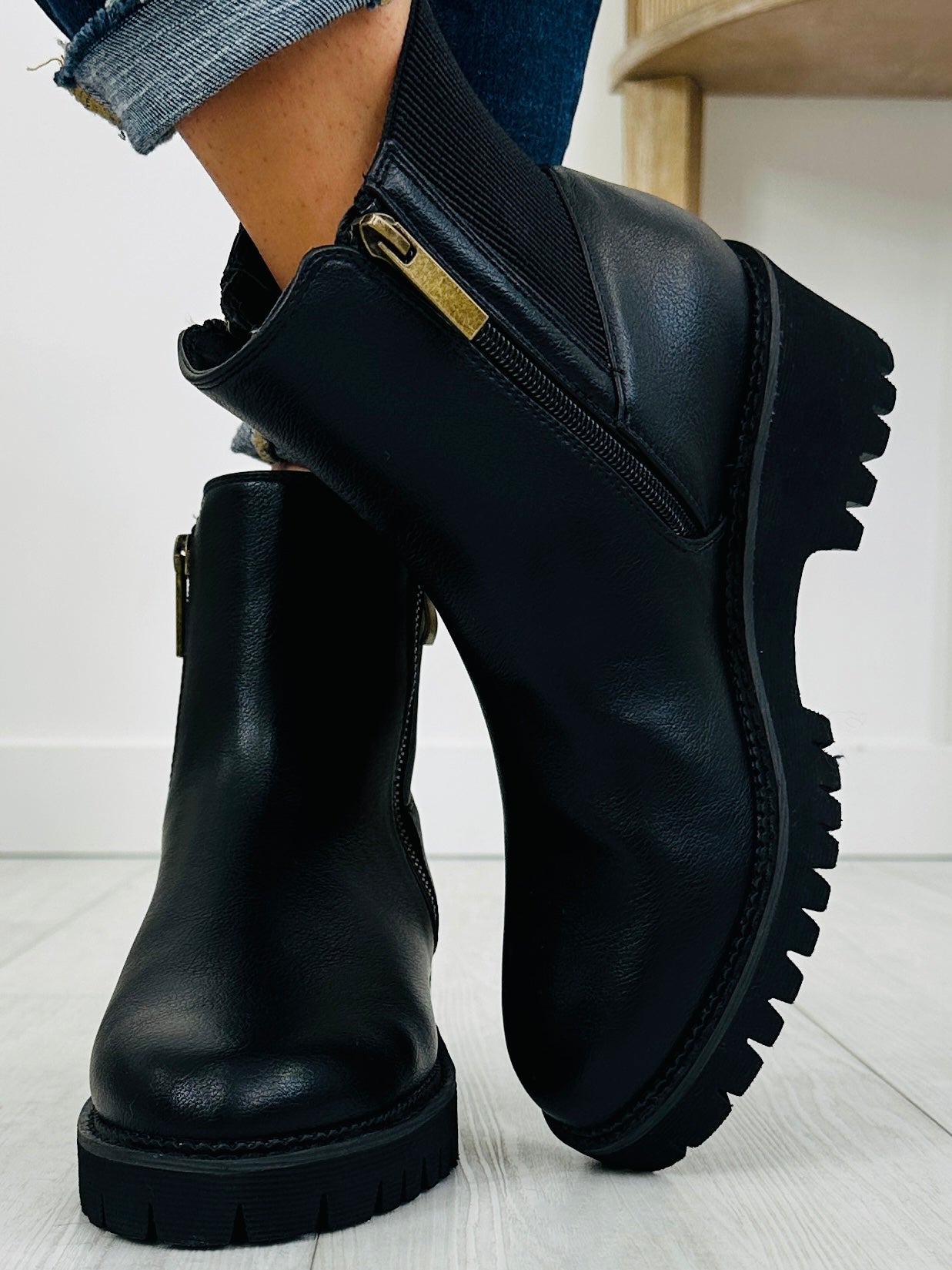 Women's Black Platform Boots - product view 3
