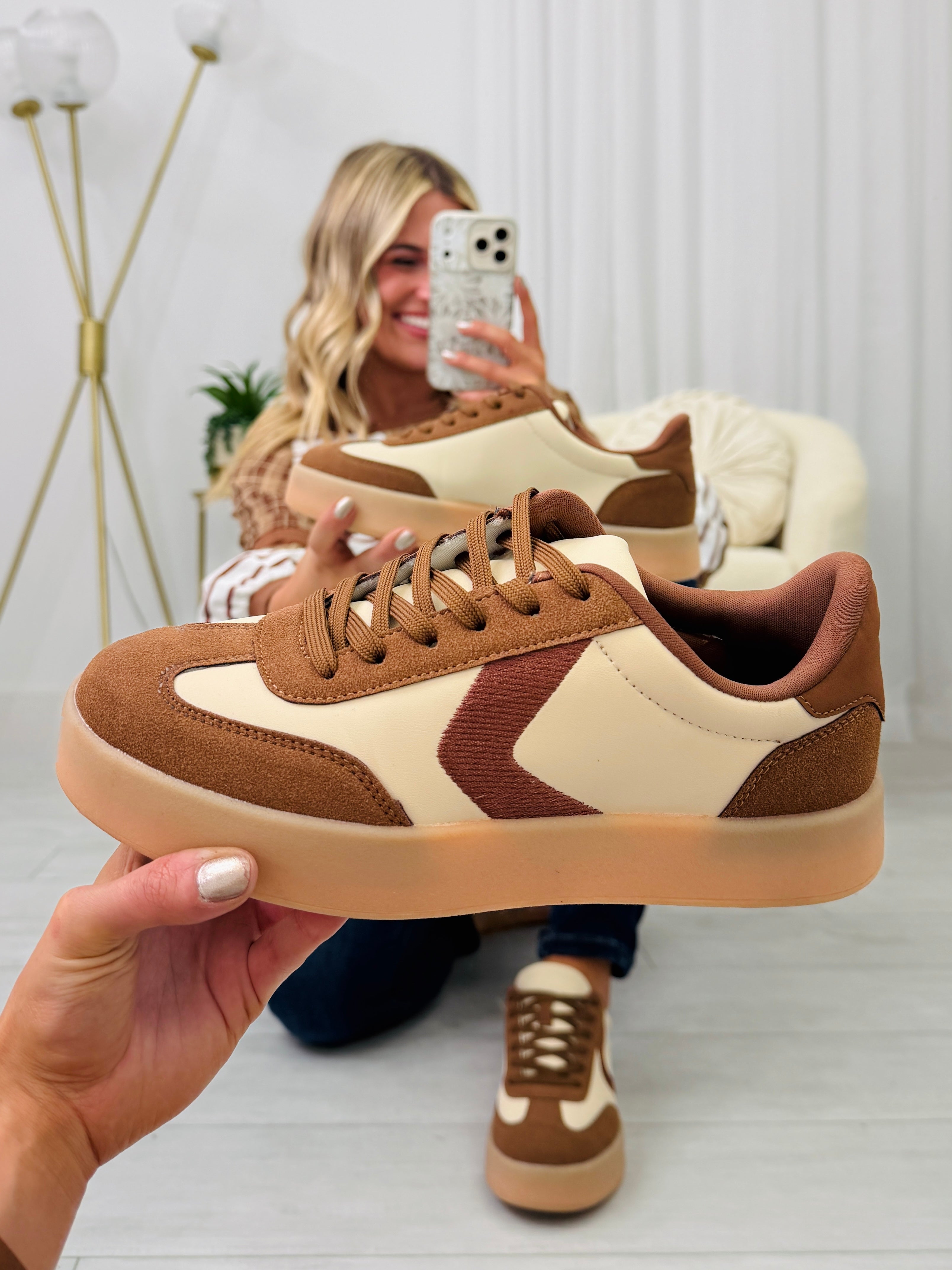 Women's Beige Platform Sneakers - product view 1