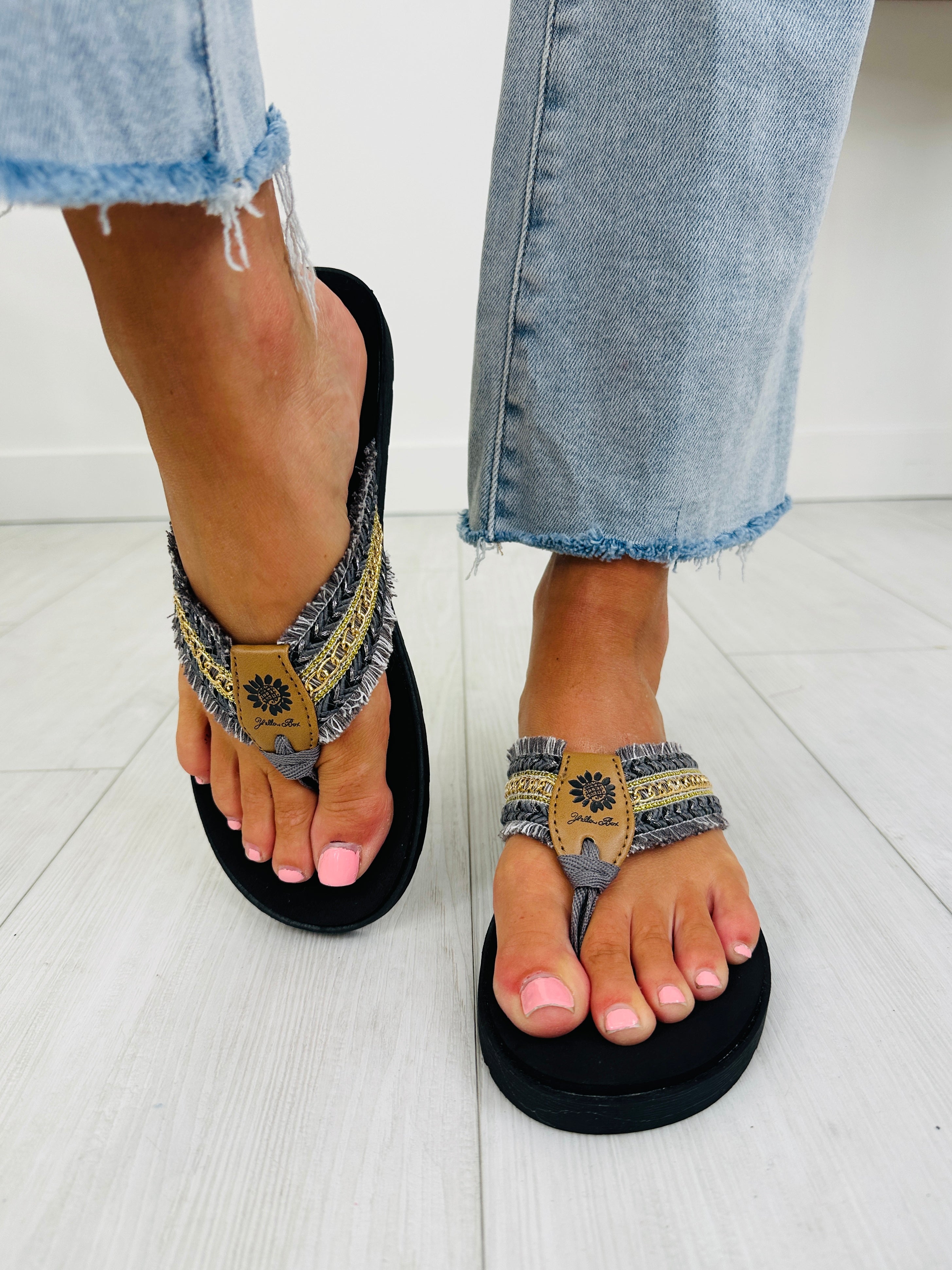Women's Black Metallic Flip Flops - product view 2