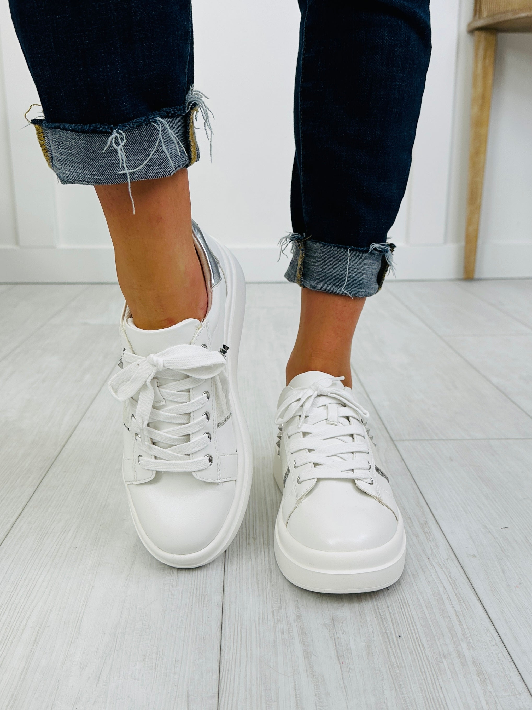 Women's White Platform Sneakers - product view 2