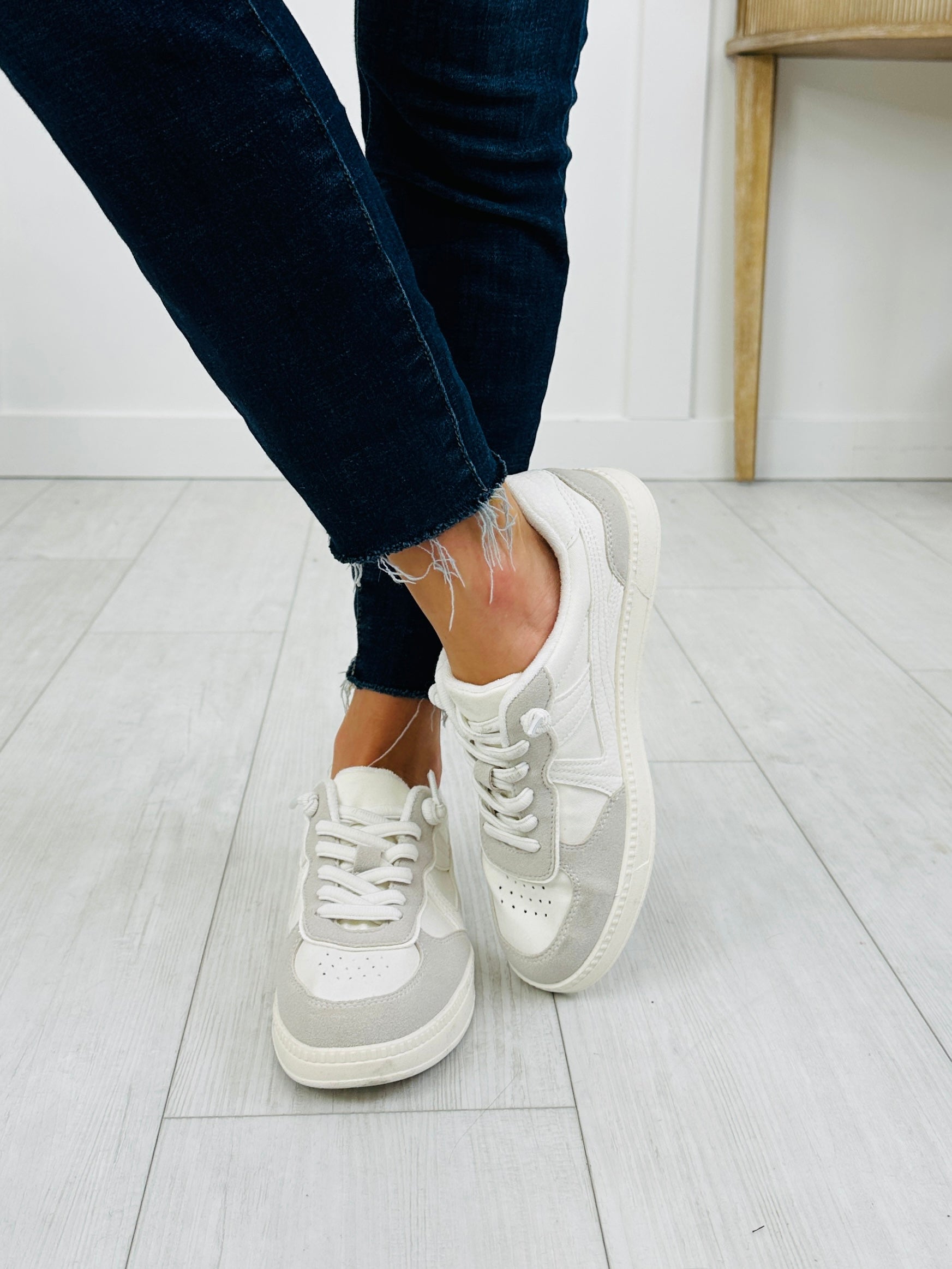 Women's Cream & Grey Platform Sneakers - product view 4