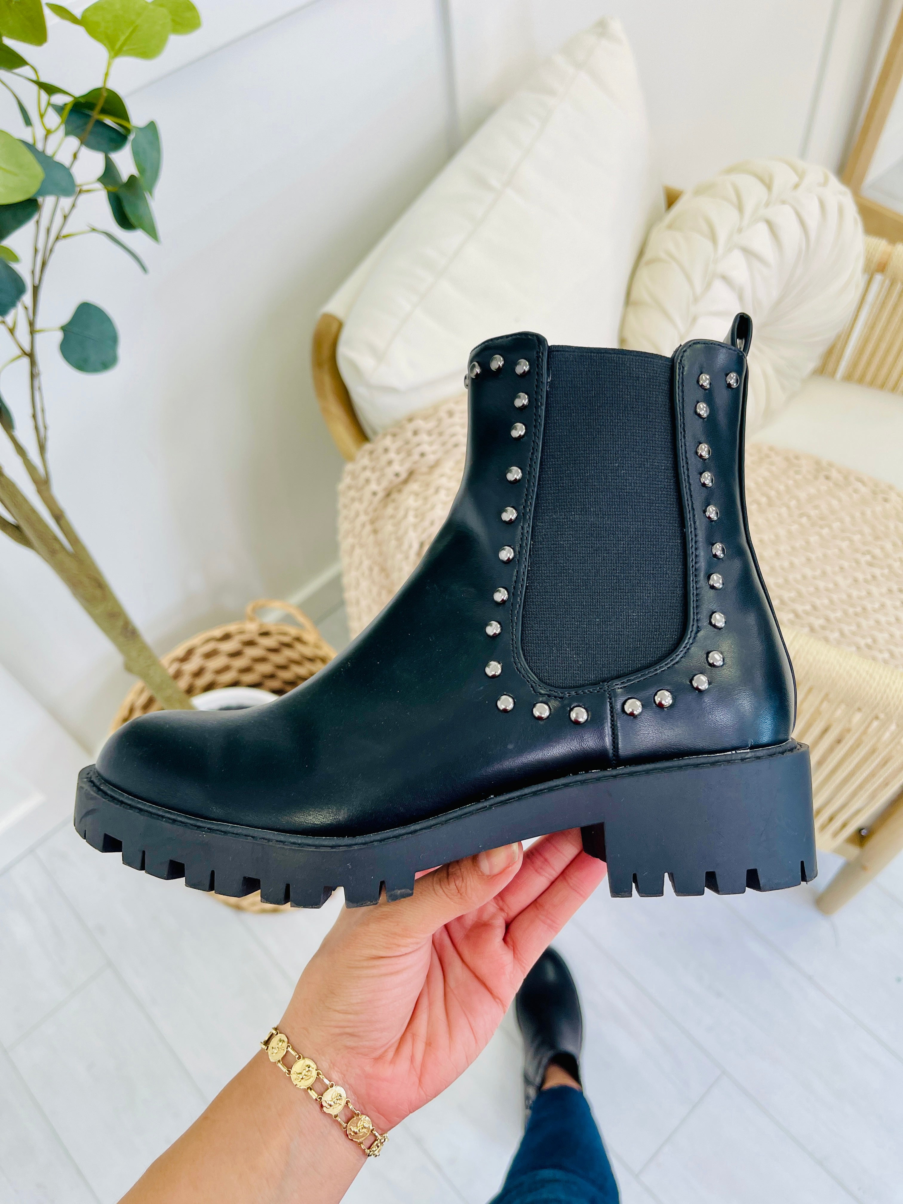 Women's Black Platform Booties - Style 2 - product view 1