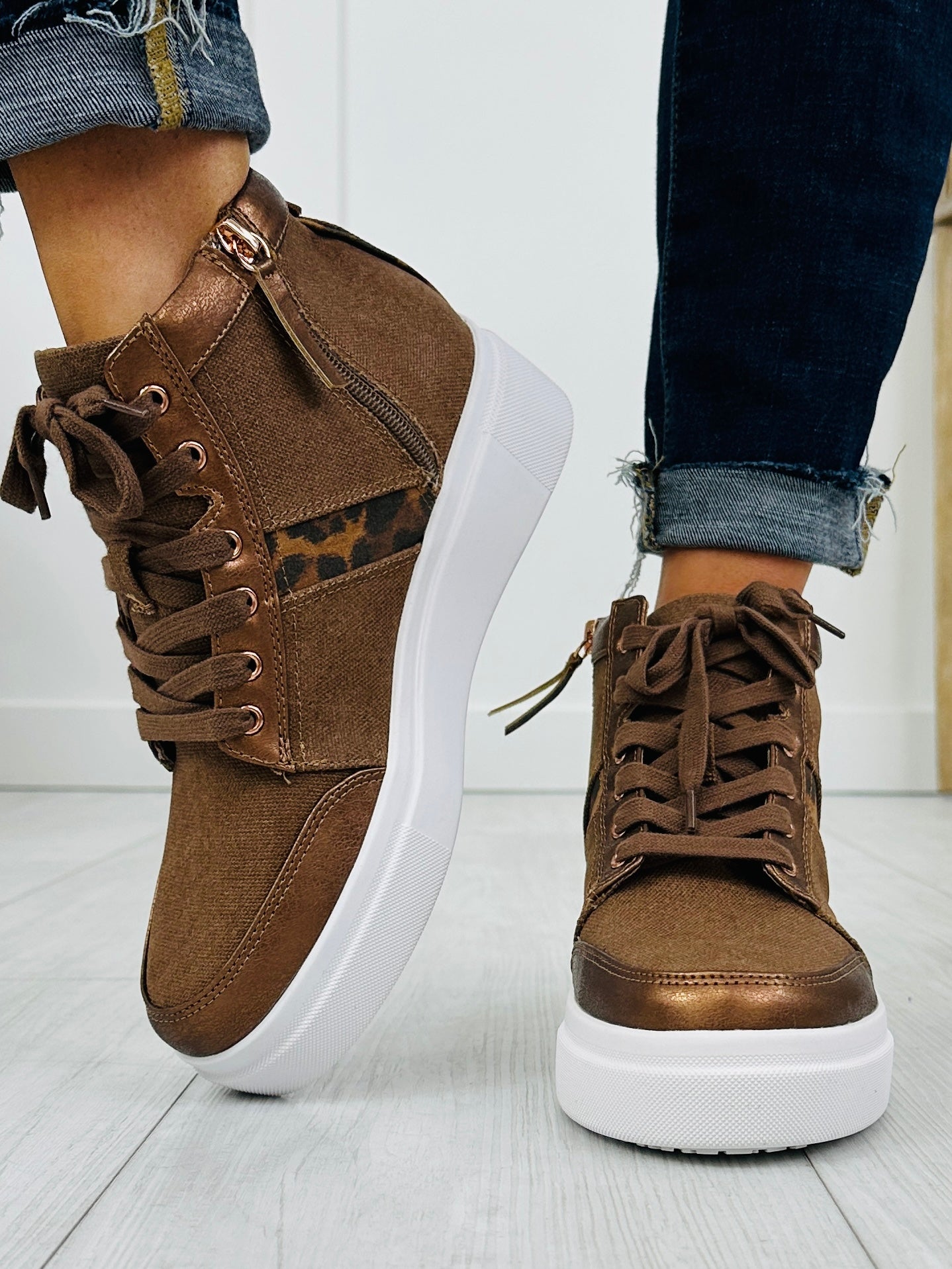 Women's Brown Platform Sneakers - product view 1
