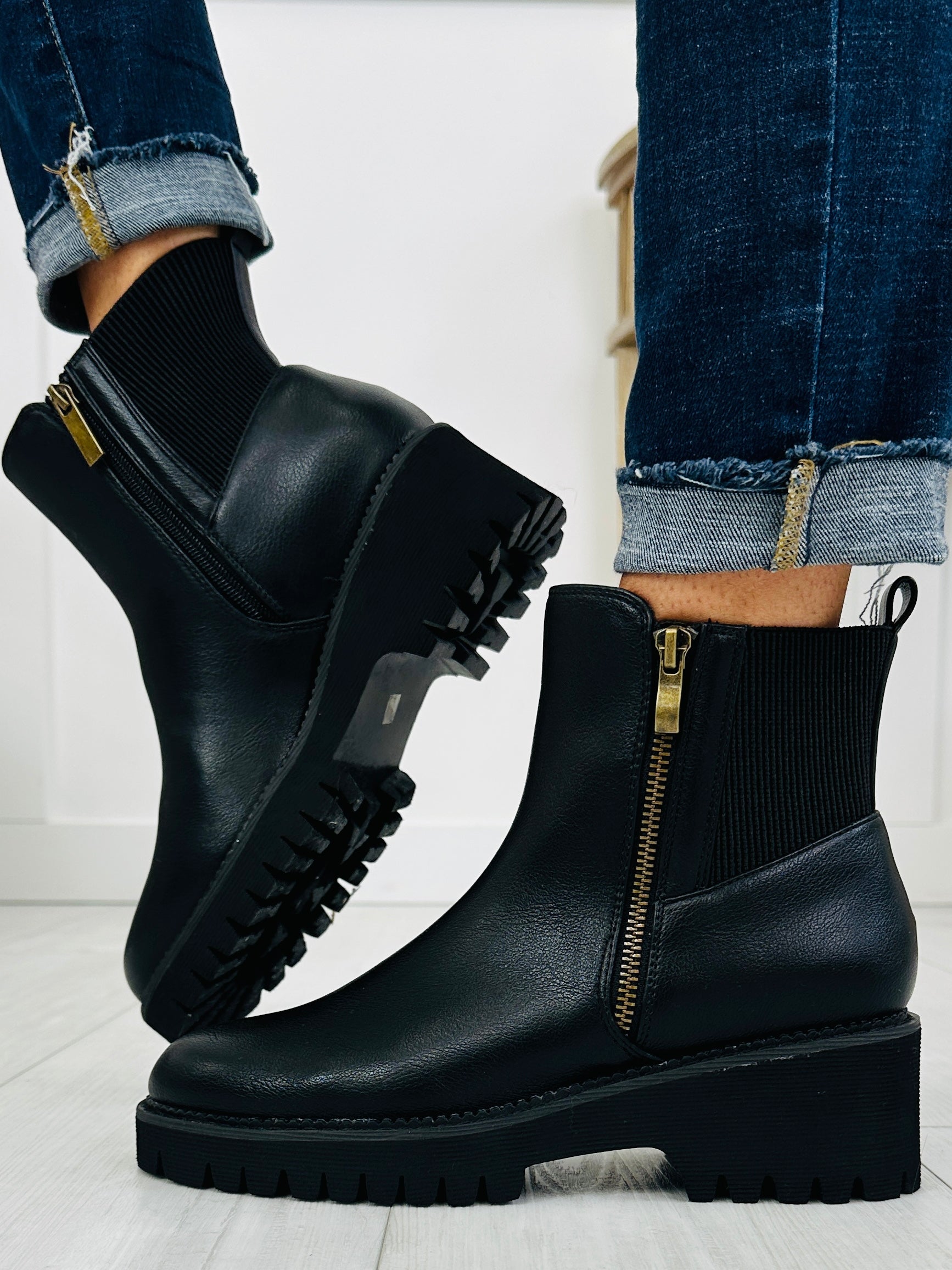 Women's Black Platform Boots - product view 4