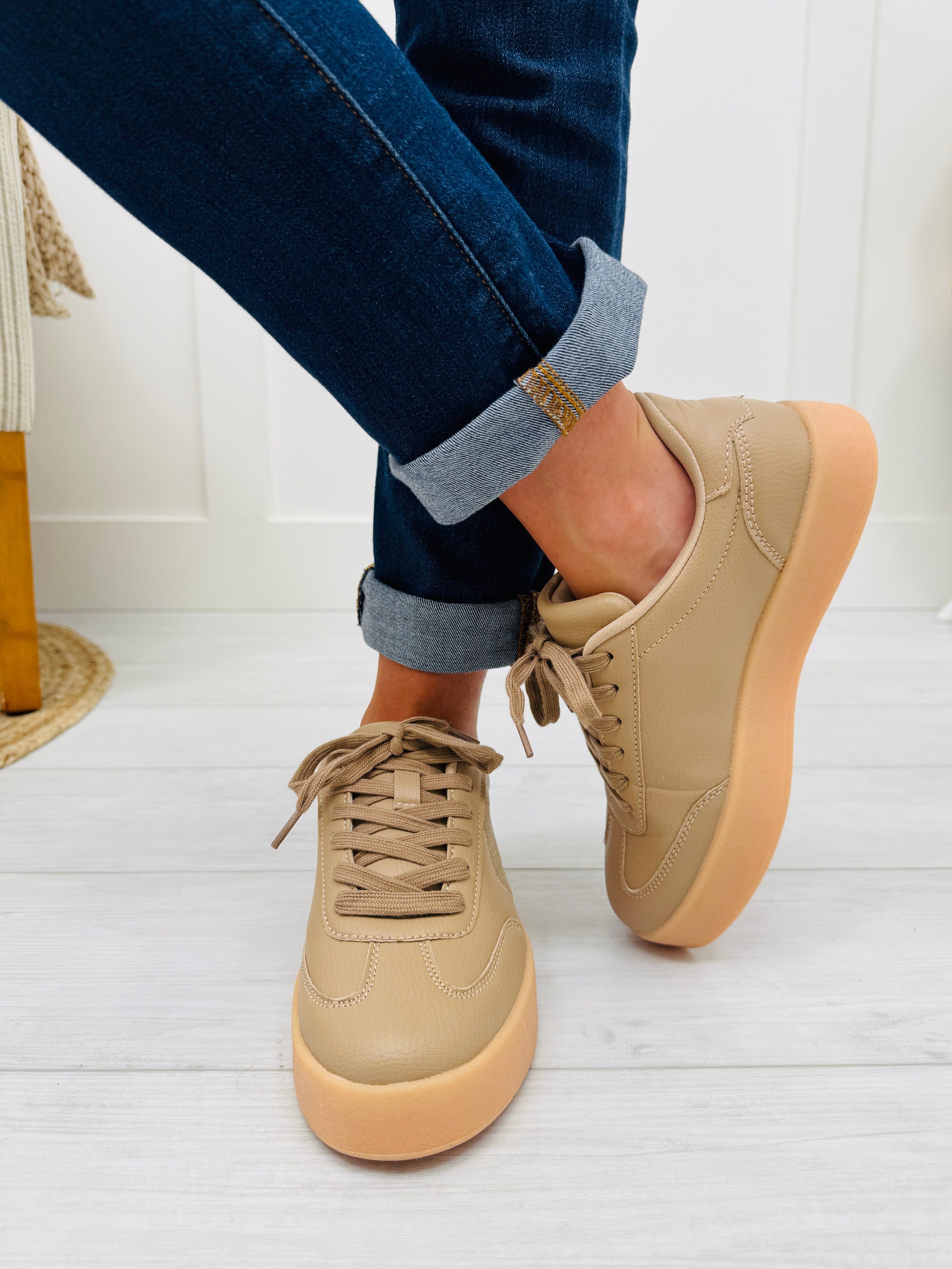 Women's Taupe Platform Sneakers - product view 2