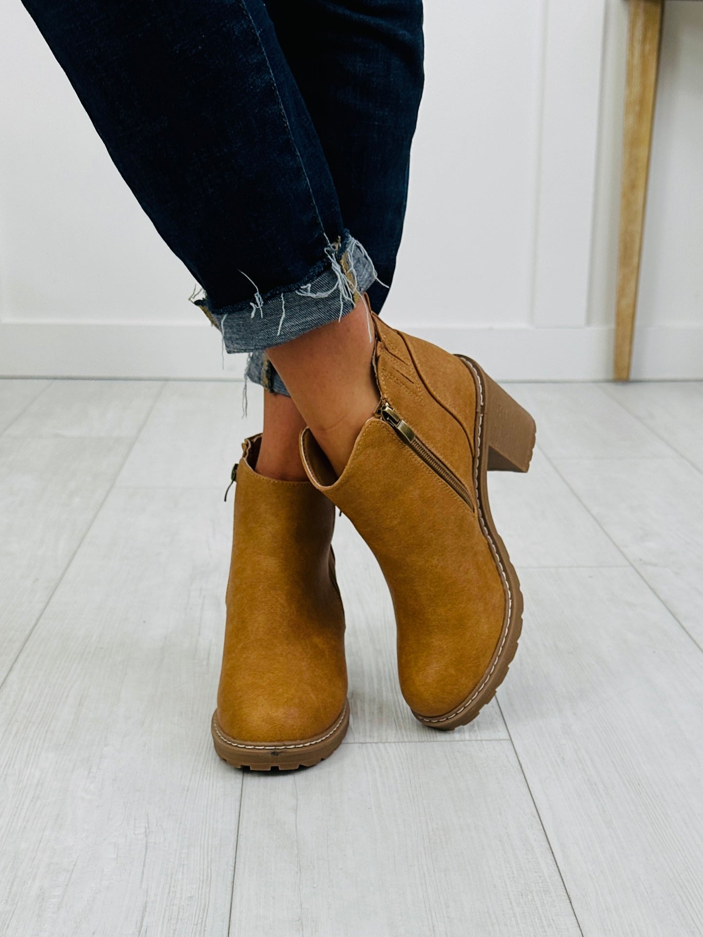 Women's Camel Suede-Look Booties - product view 3