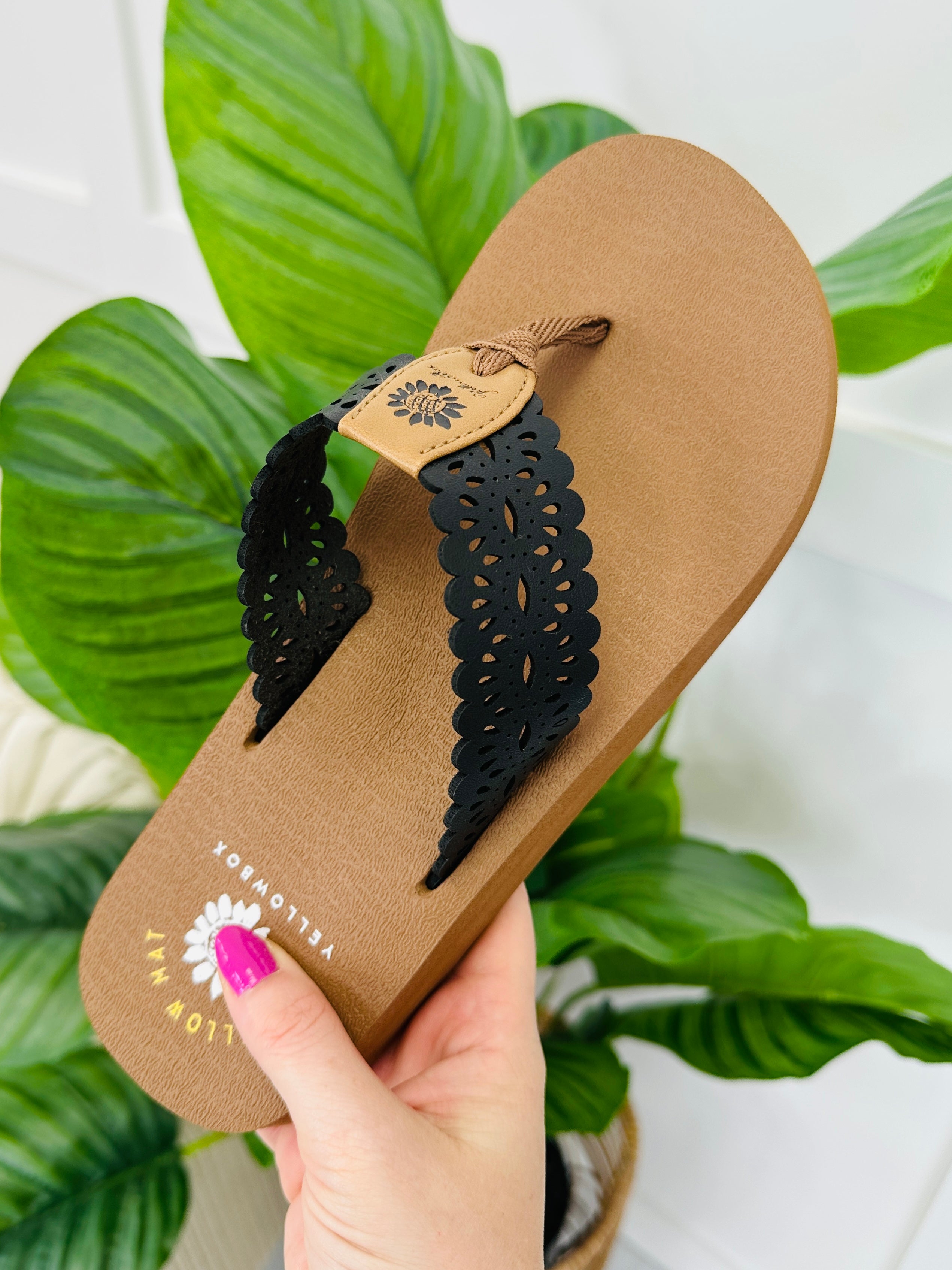 Women's Black Cushioned Flip Flops - product view 1