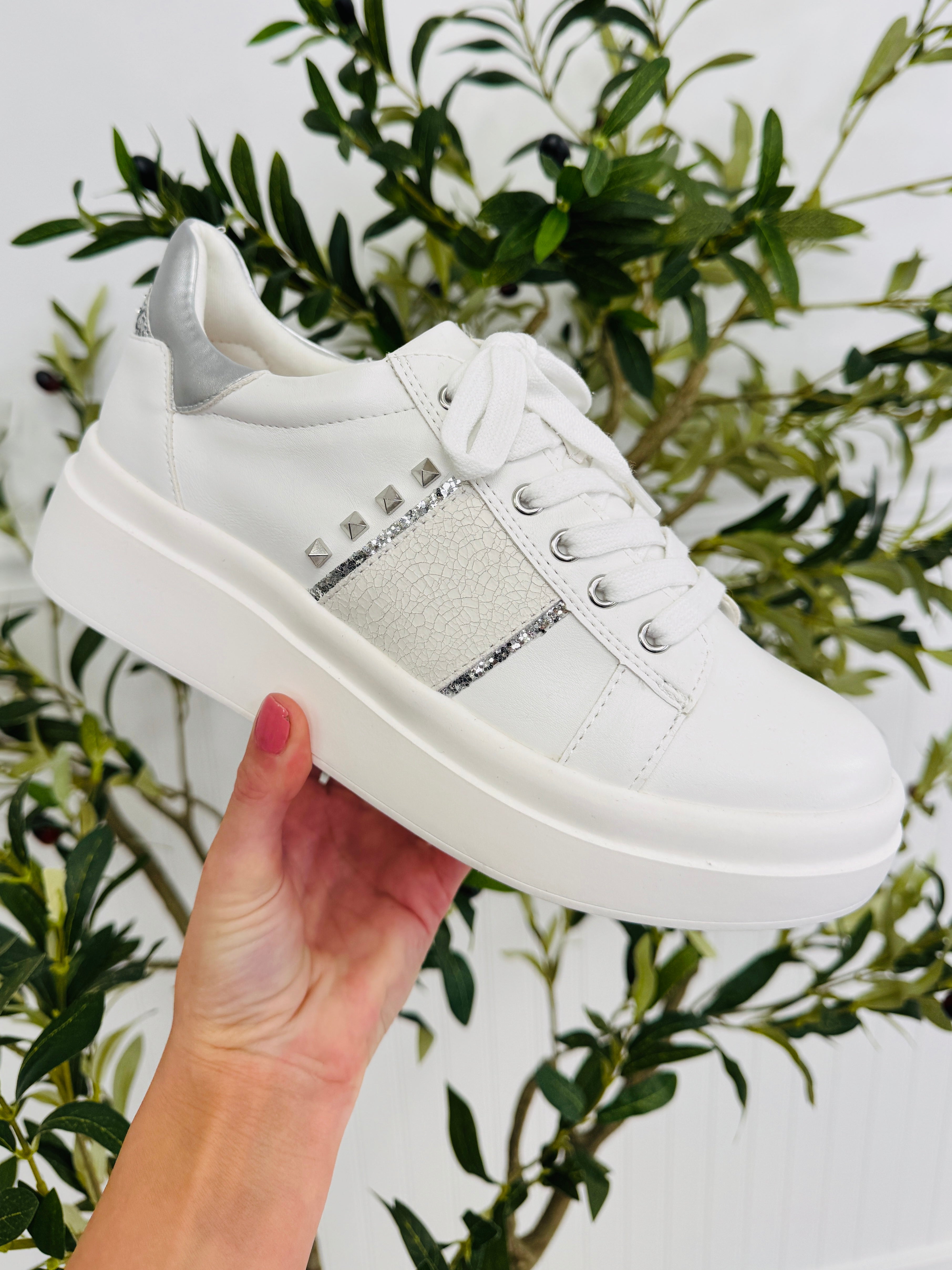 Women's White Platform Sneakers - product view 1