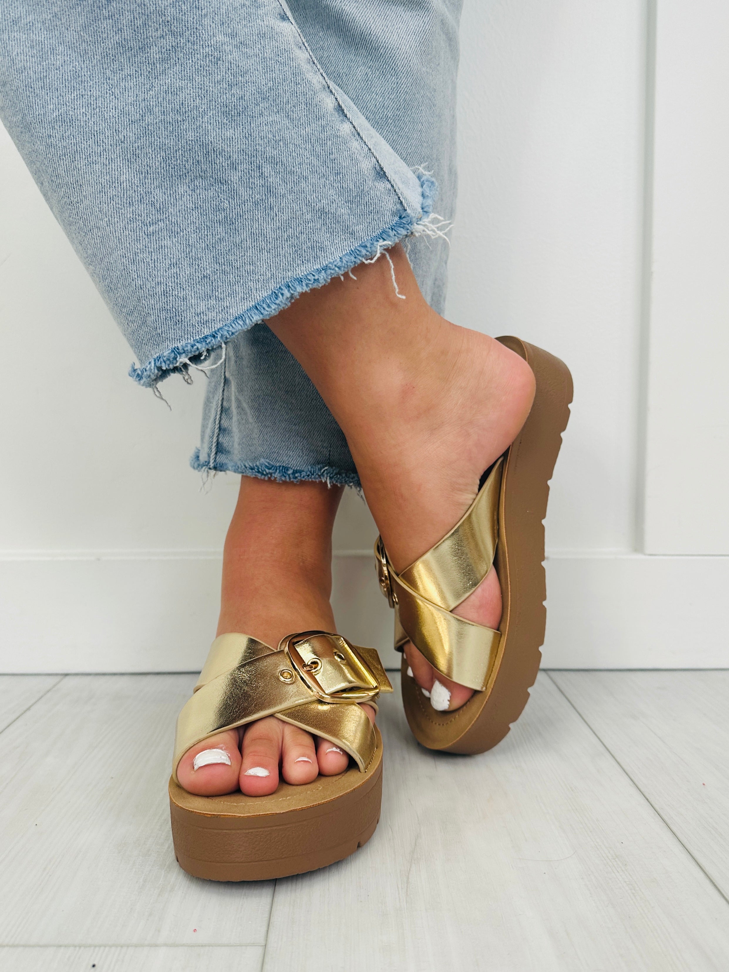Women's Gold Platform Sandals - product view 3