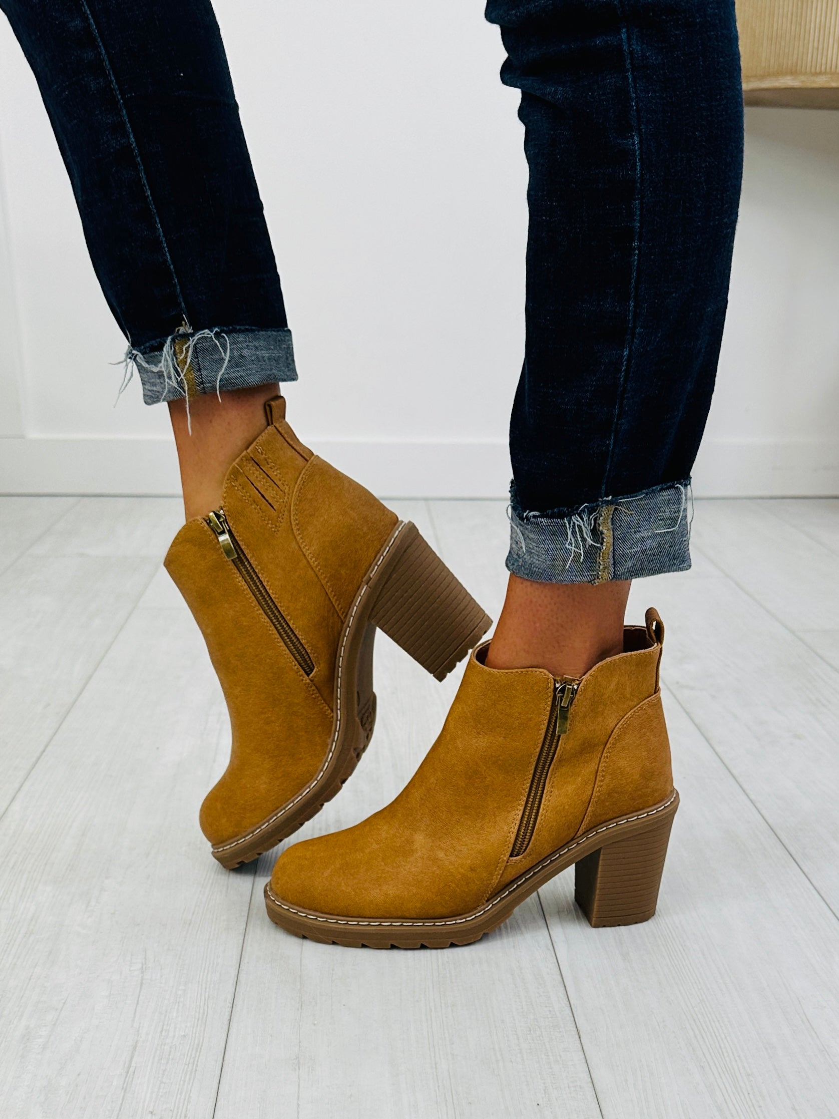Women's Camel Suede-Look Booties - product view 4