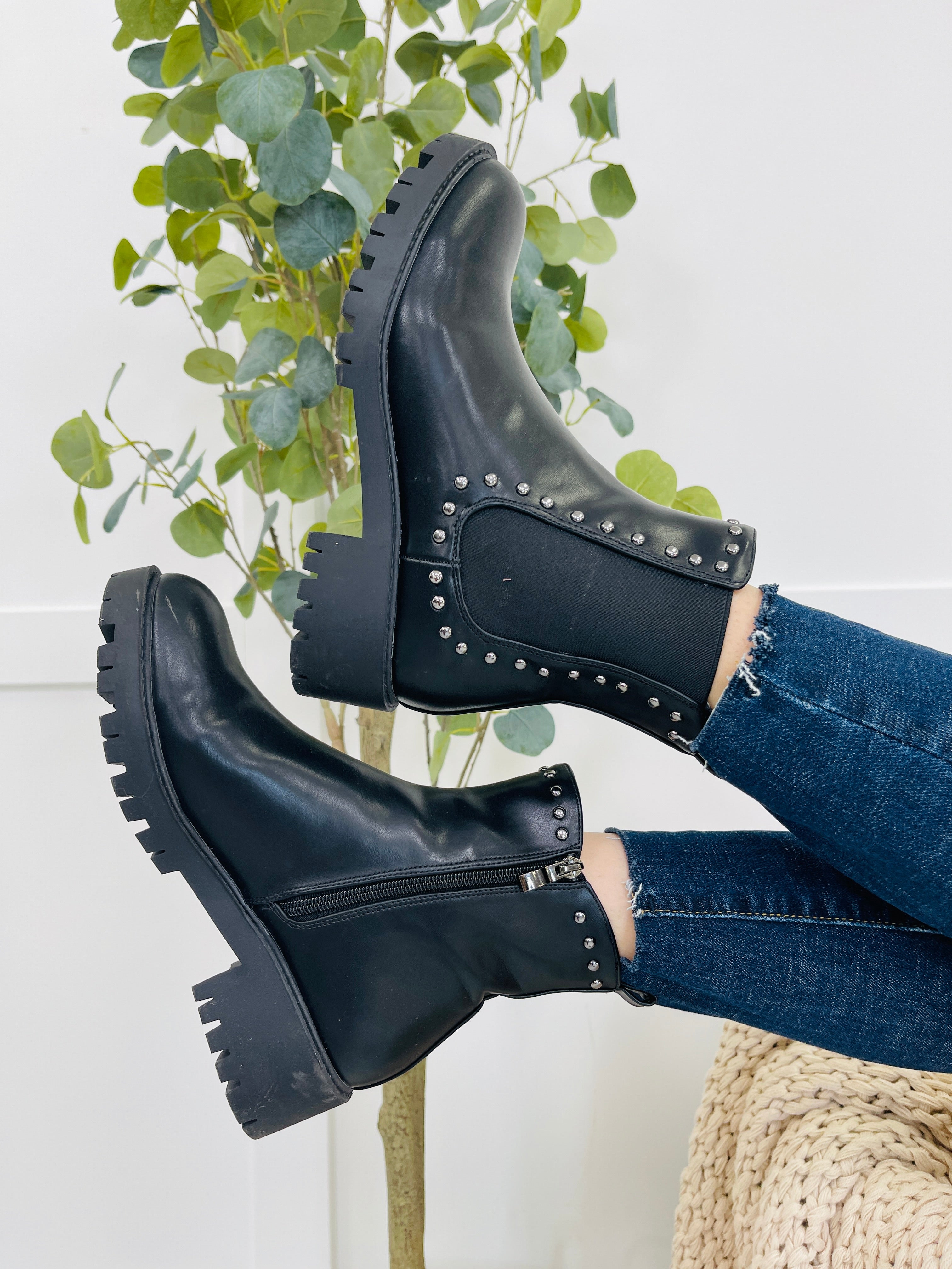 Women's Black Platform Booties - Style 2 - product view 4