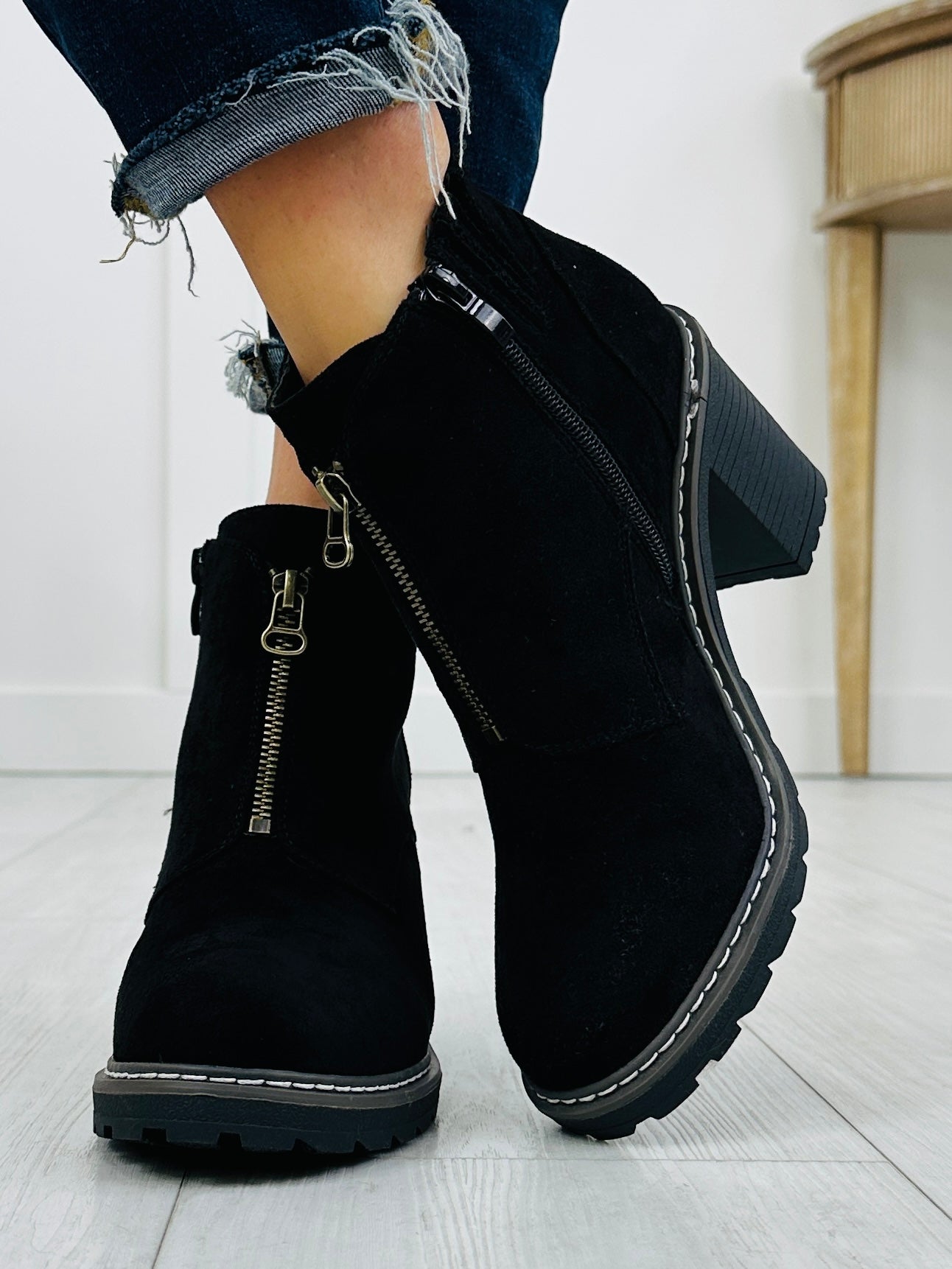 Women's Black Platform Booties - product view 2