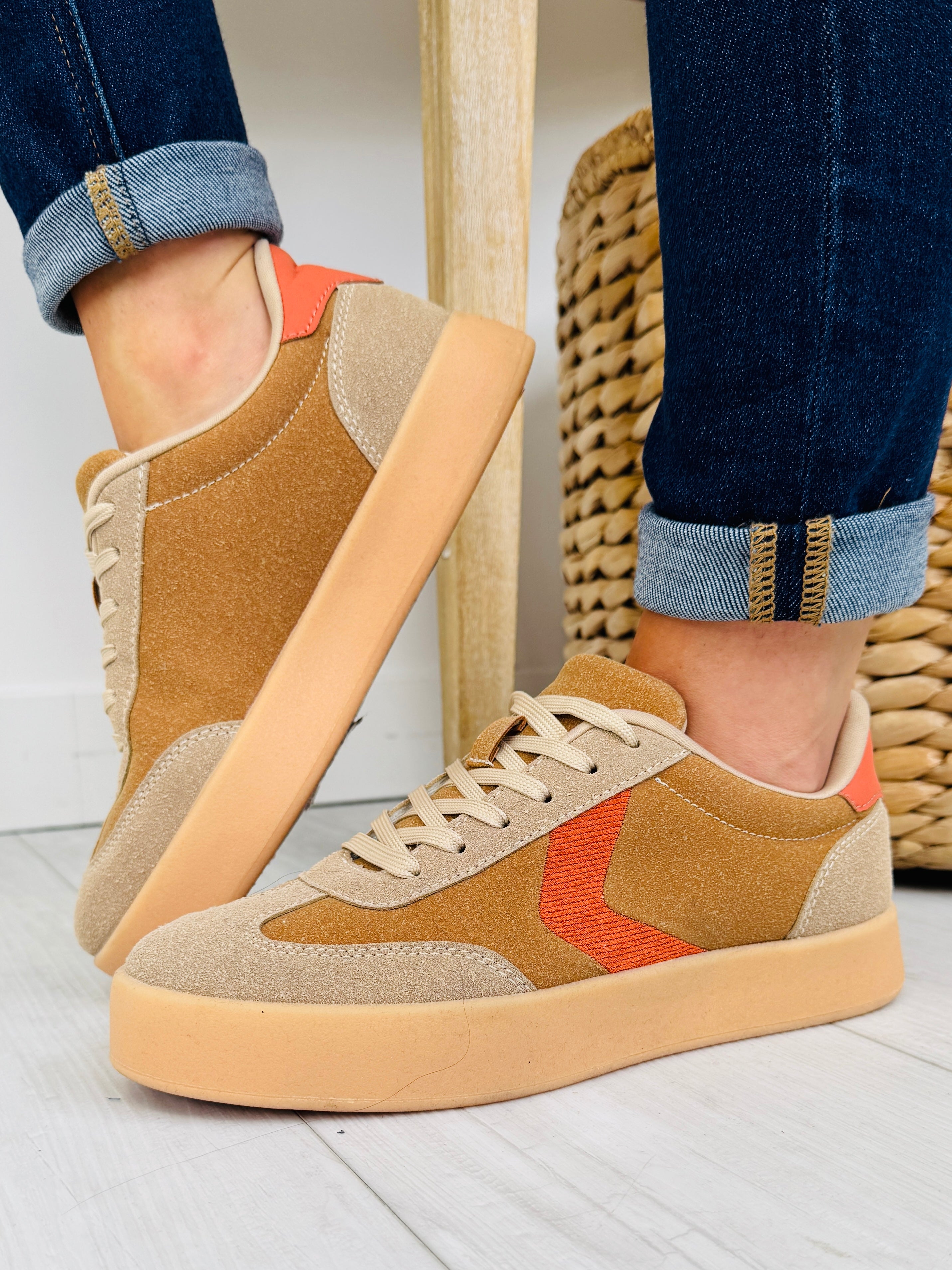 Women's Camel & Orange Platform Sneakers - product view 2