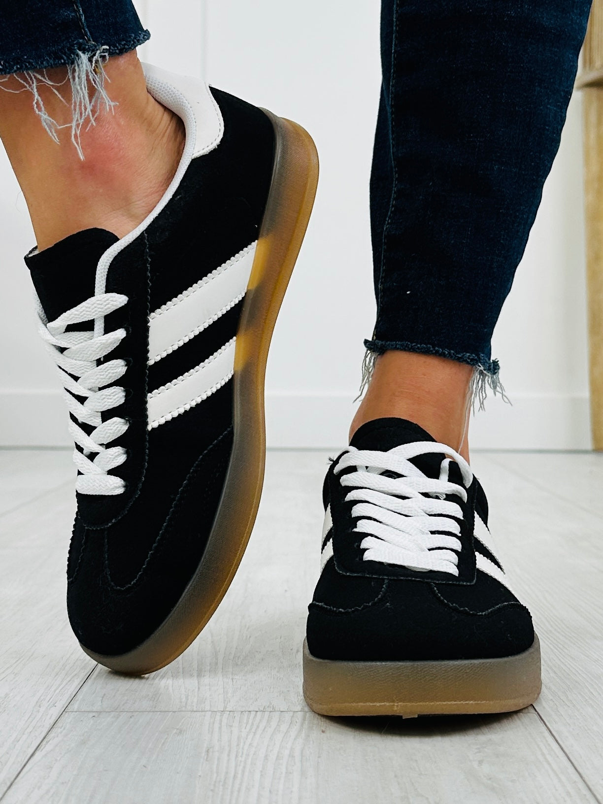 Women's Black White Sneakers - product view 2