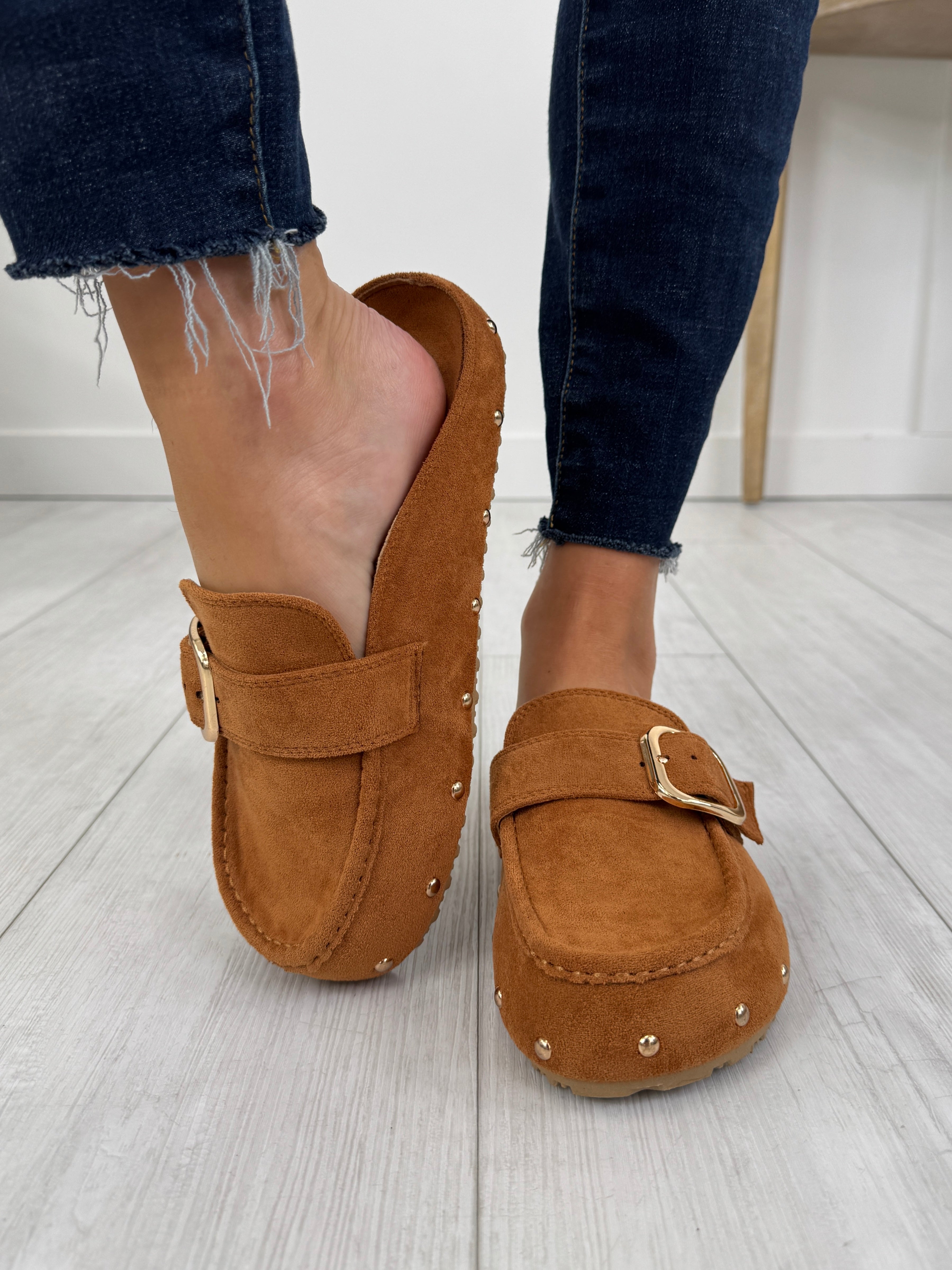 Women's Tan Suede-Look Clogs - product view 3
