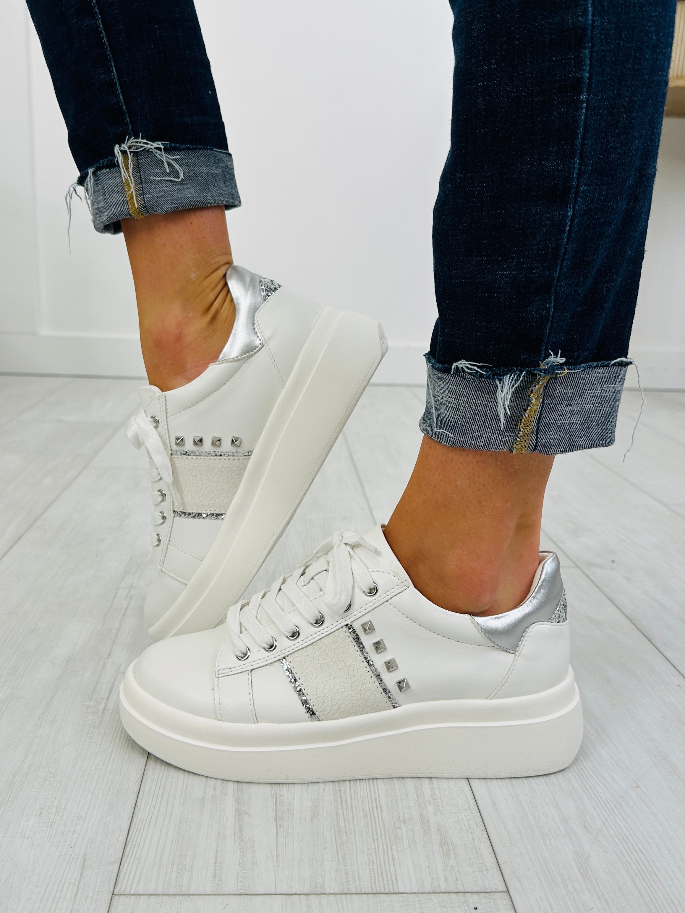 Women's White Platform Sneakers - product view 4