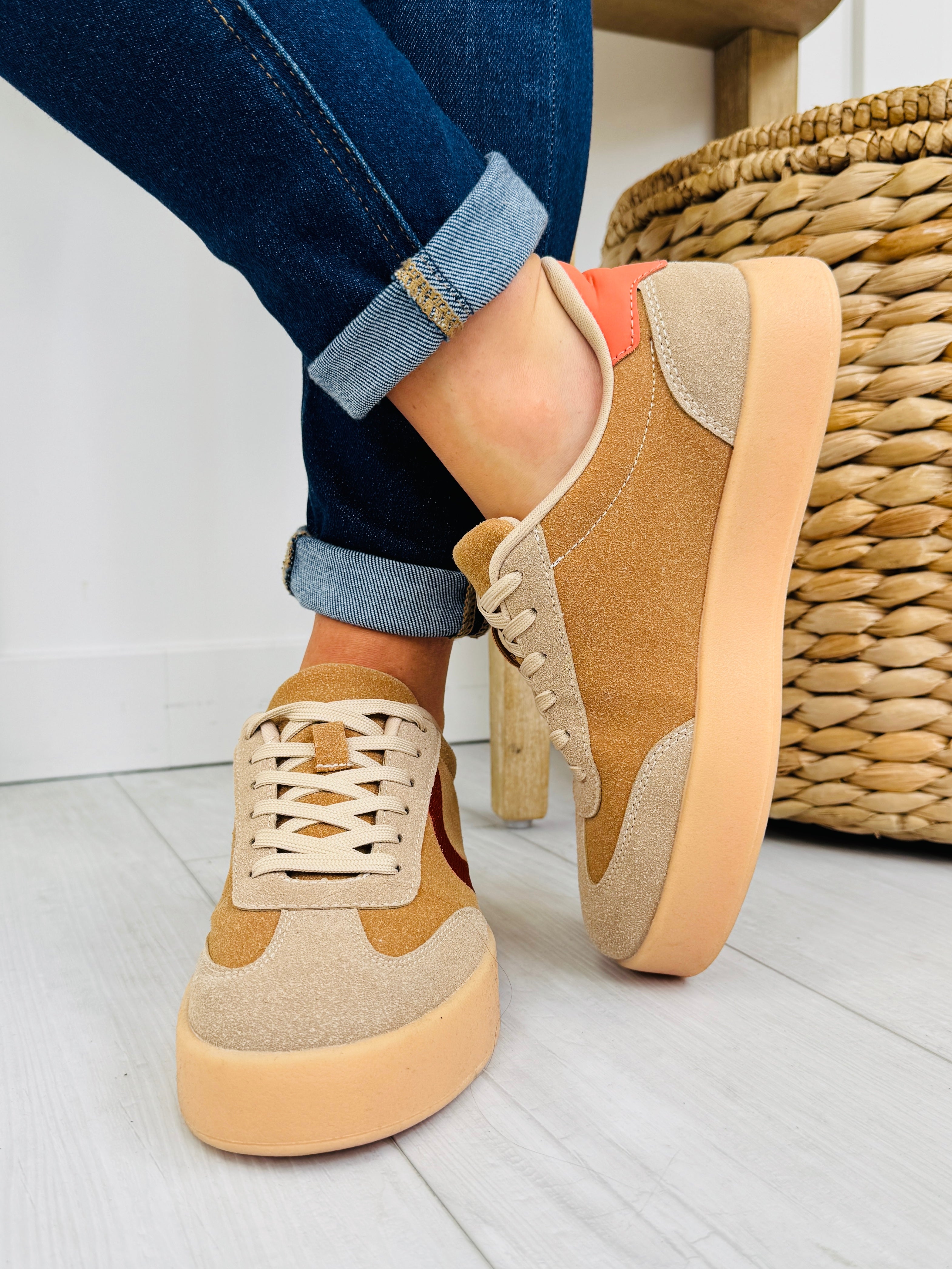 Women's Camel & Orange Platform Sneakers - product view 3