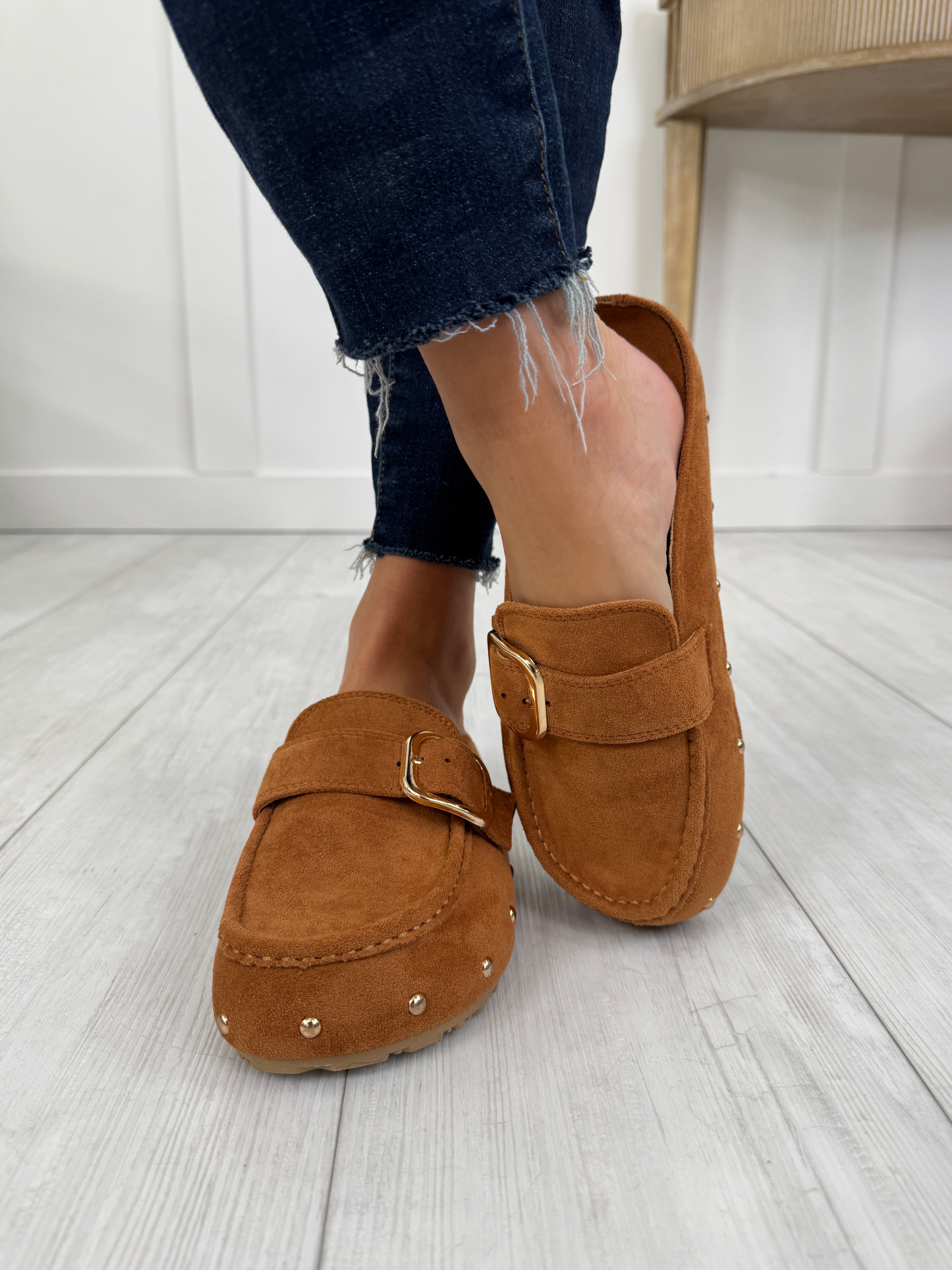 Women's Tan Suede-Look Clogs - product view 4