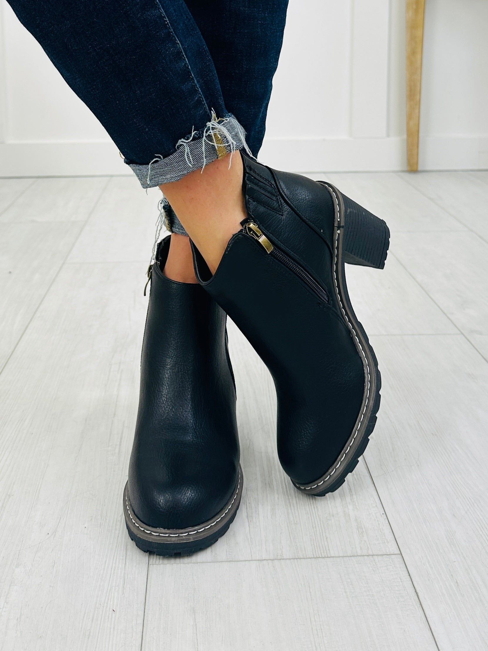 Women's Black Suede-Look Booties - product view 4