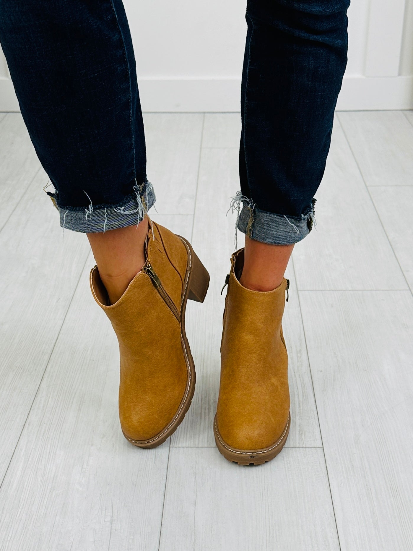 Women's Camel Suede-Look Booties - product view 2