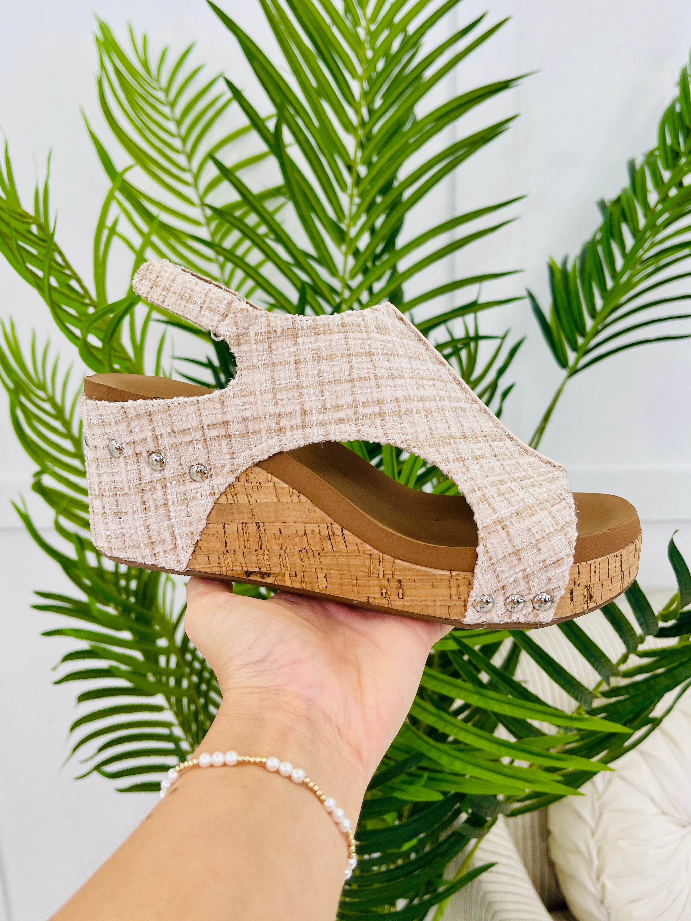 Women's Sand Tweed Platform Wedges - product view 1