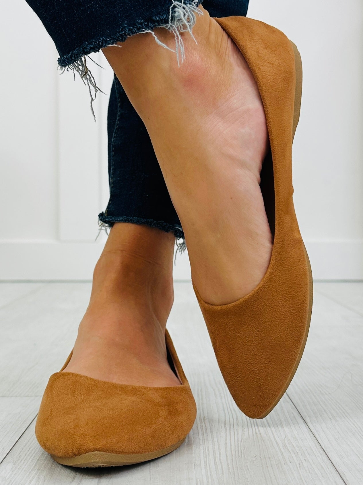 Women's Tan Suede-Look Flats - product view 3