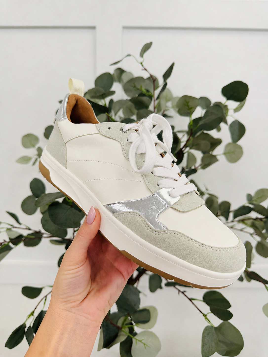 Women's Silver Platform Sneakers - product view 1
