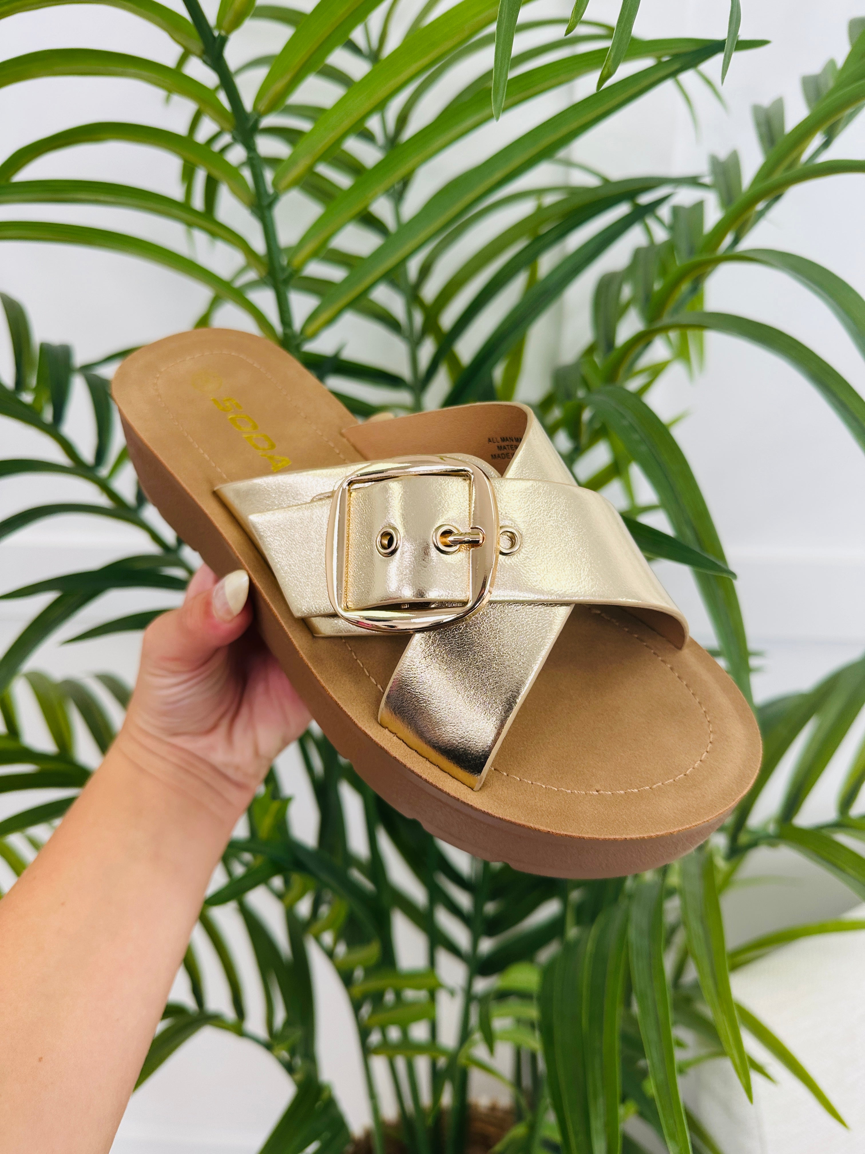 Women's Gold Platform Sandals - product view 1