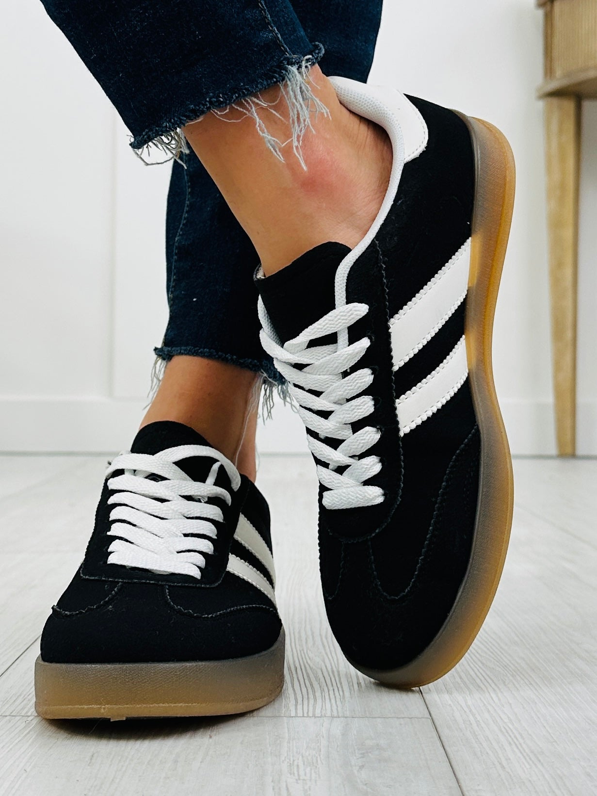 Women's Black White Sneakers - product view 3
