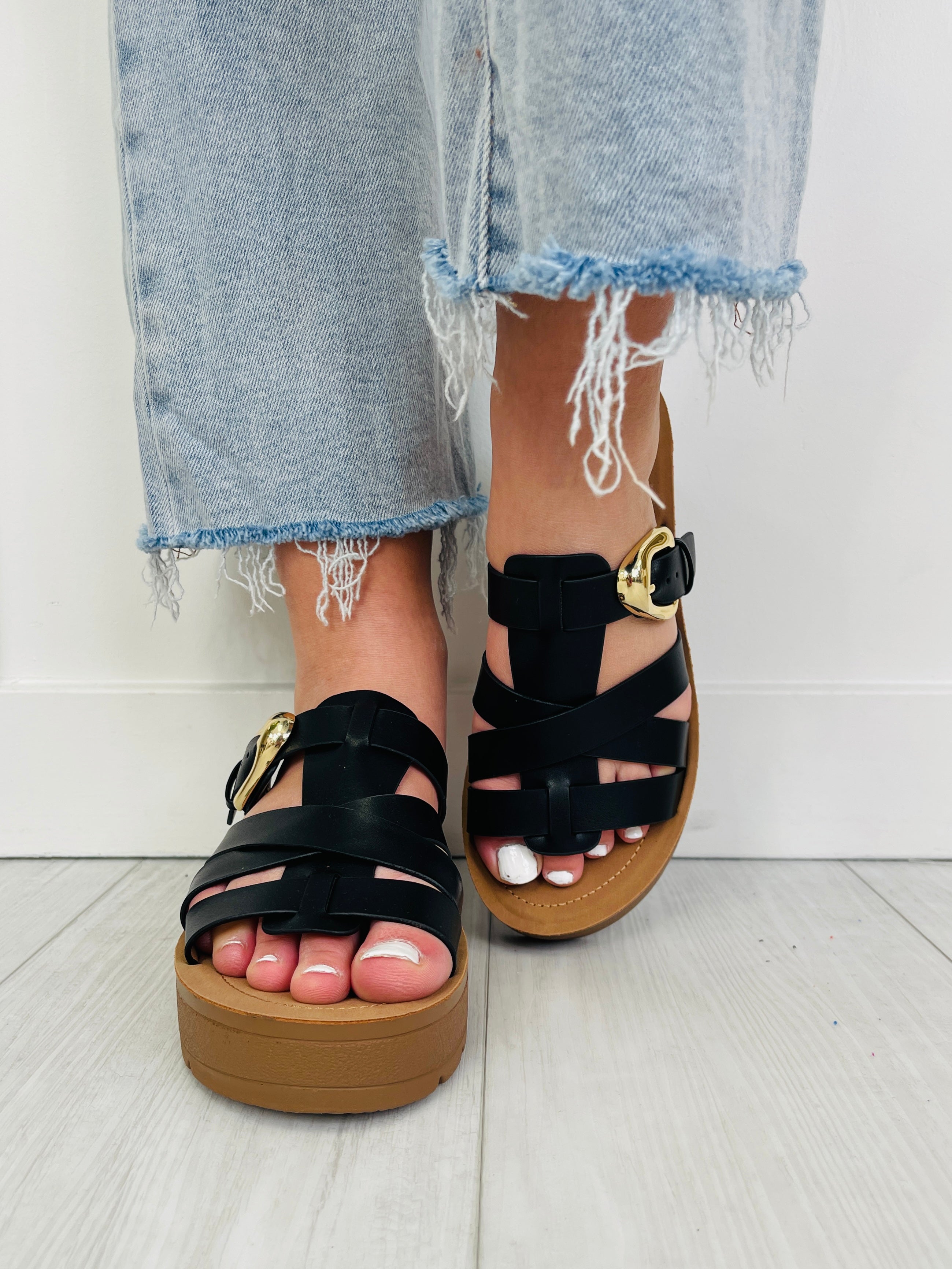 Women's Black Platform Sandals - product view 2