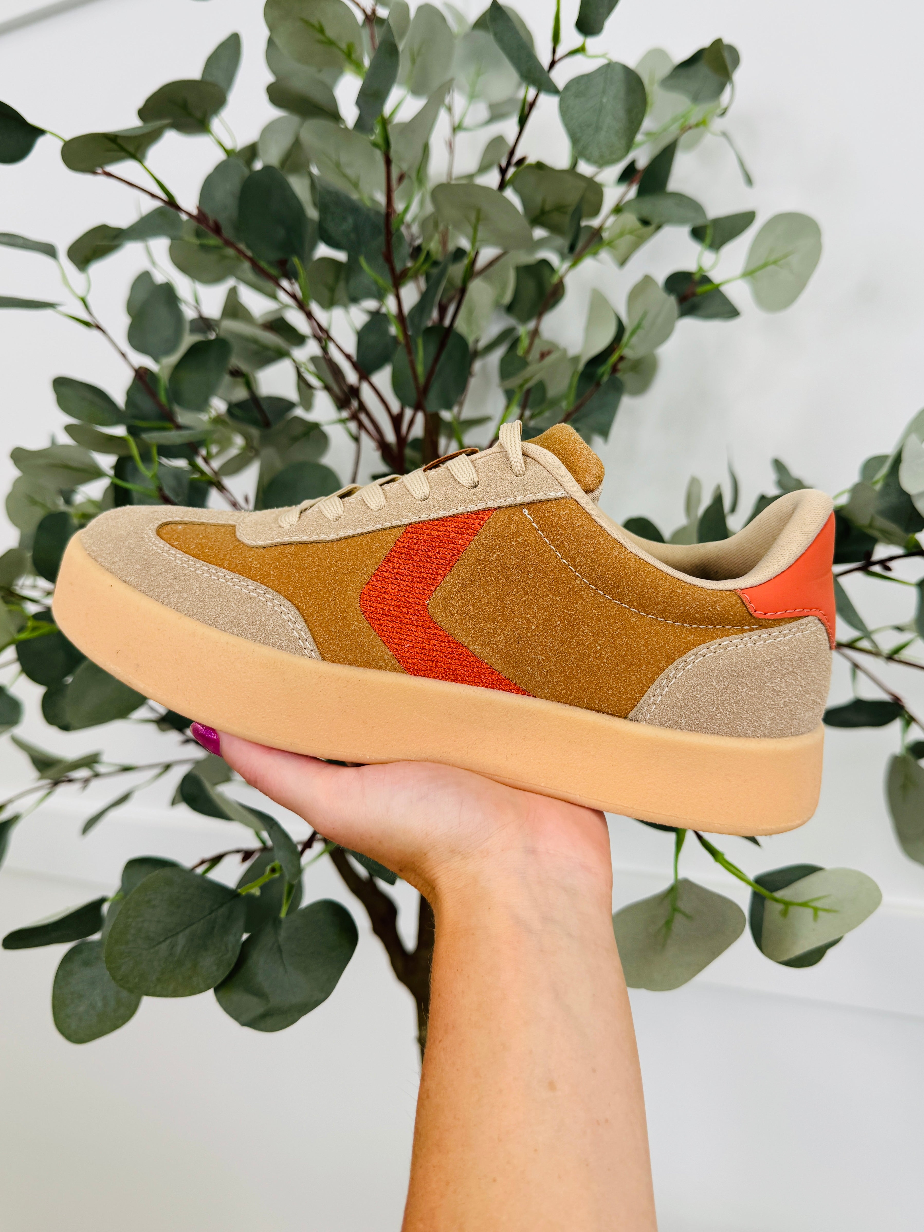 Women's Camel & Orange Platform Sneakers - product view 5