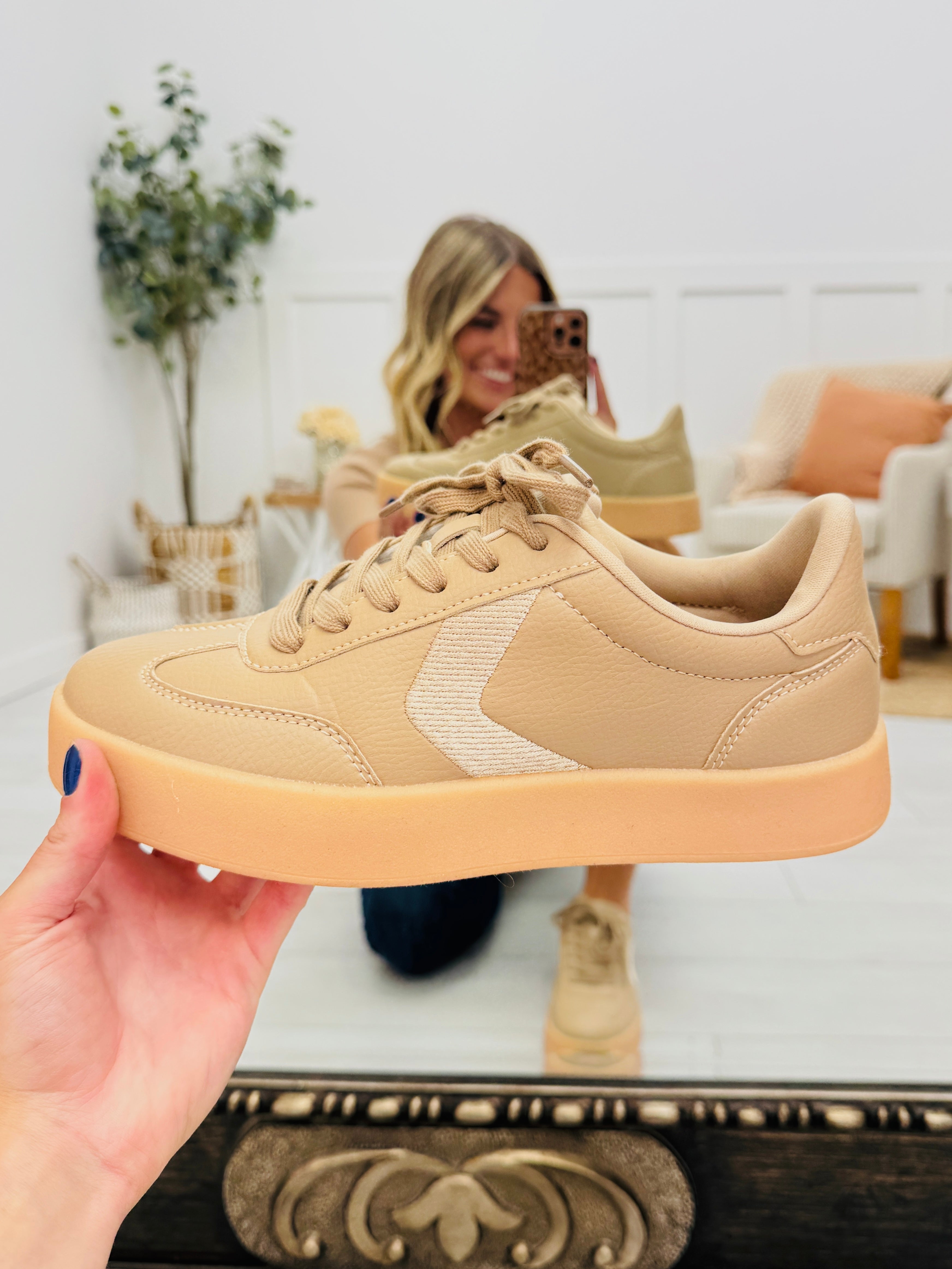 Women's Taupe Platform Sneakers - product view 1