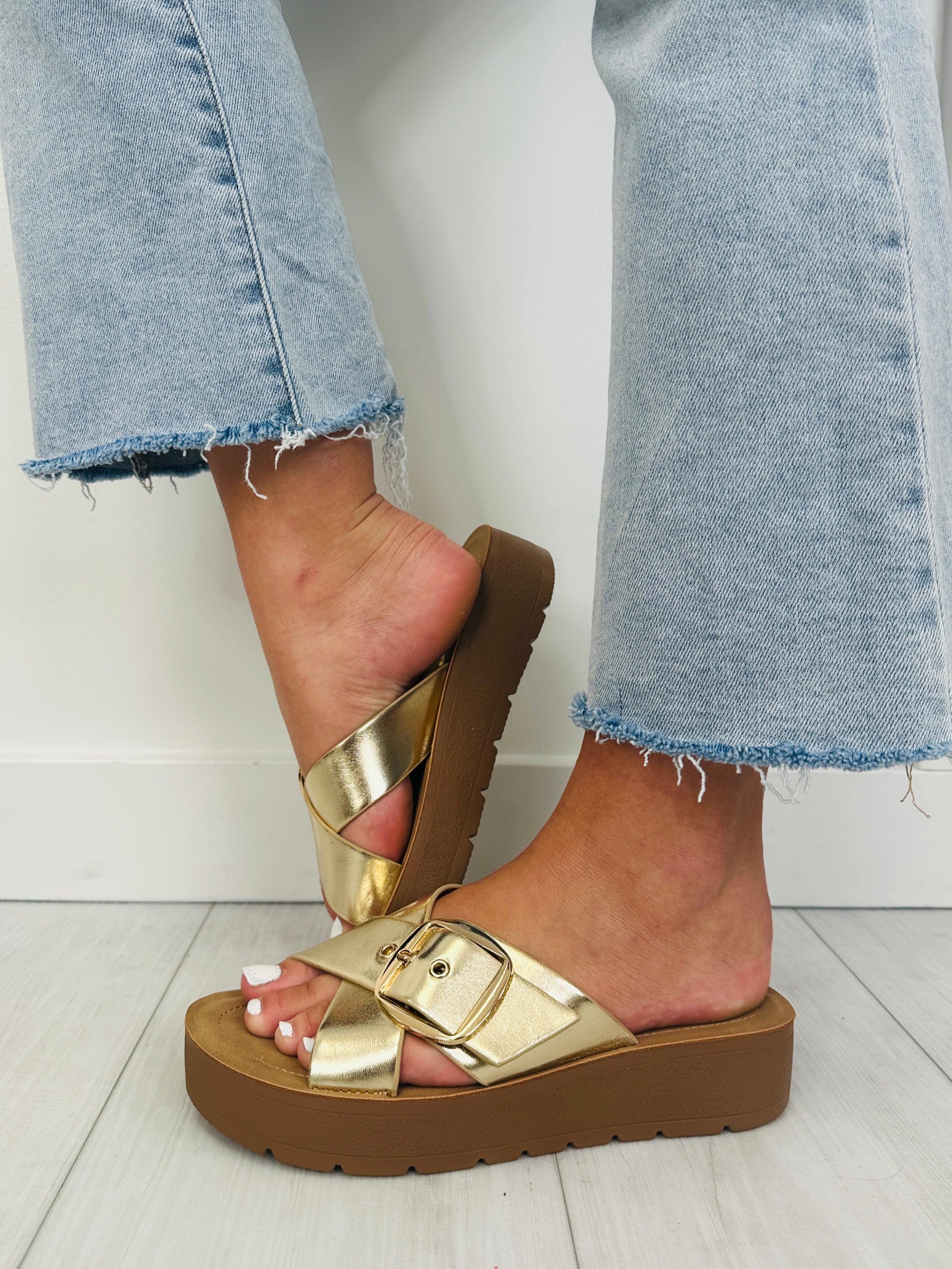 Women's Gold Platform Sandals - product view 4