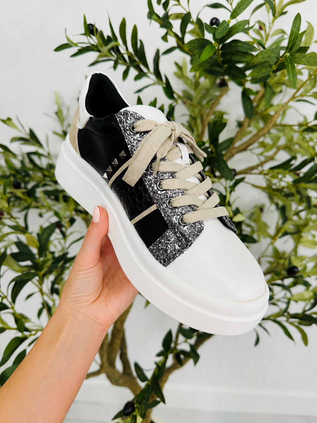 Women's Black Platform Sneakers - Style 2 - product view 1