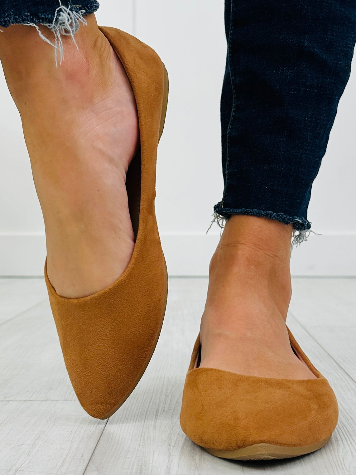 Women's Tan Suede-Look Flats - product view 2