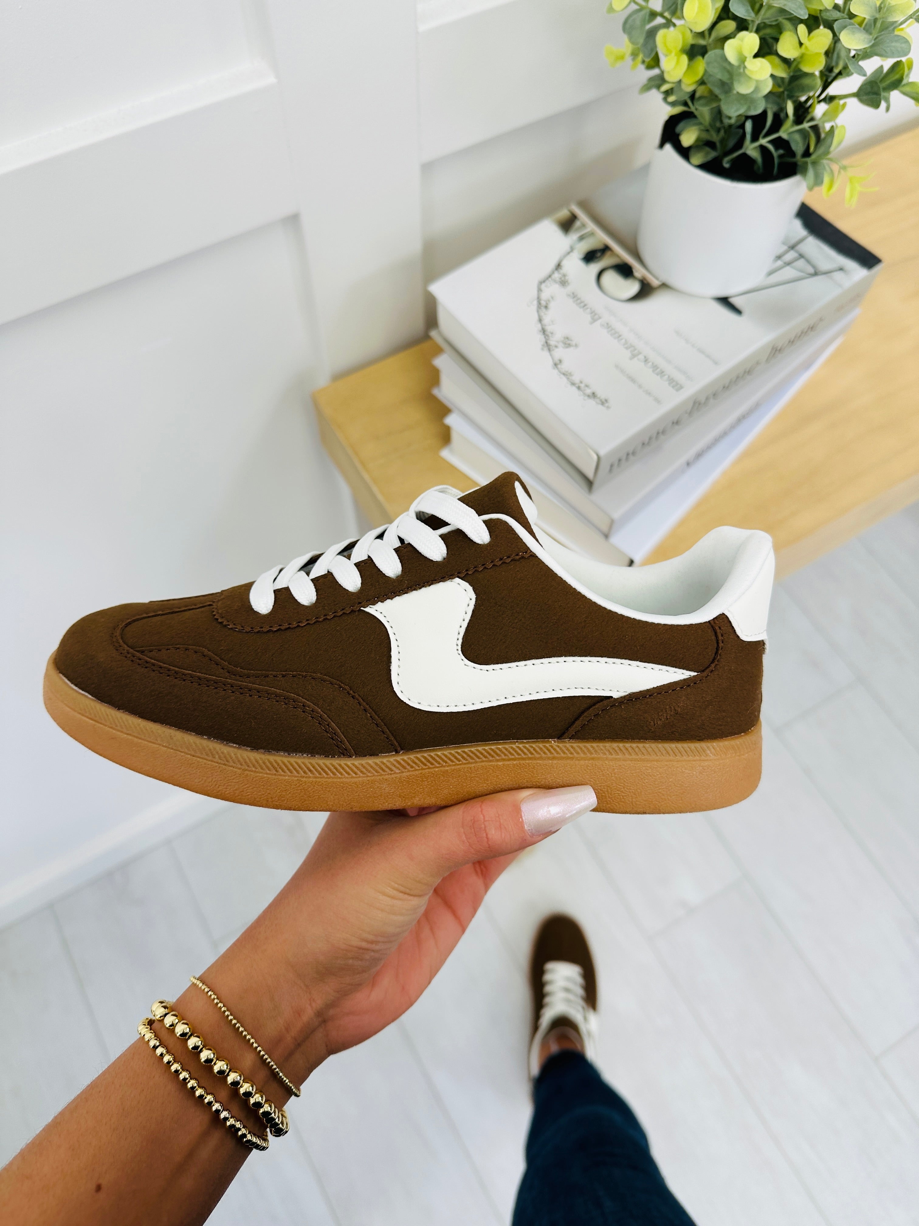 Women's Brown Colorblock Sneakers - product view 1