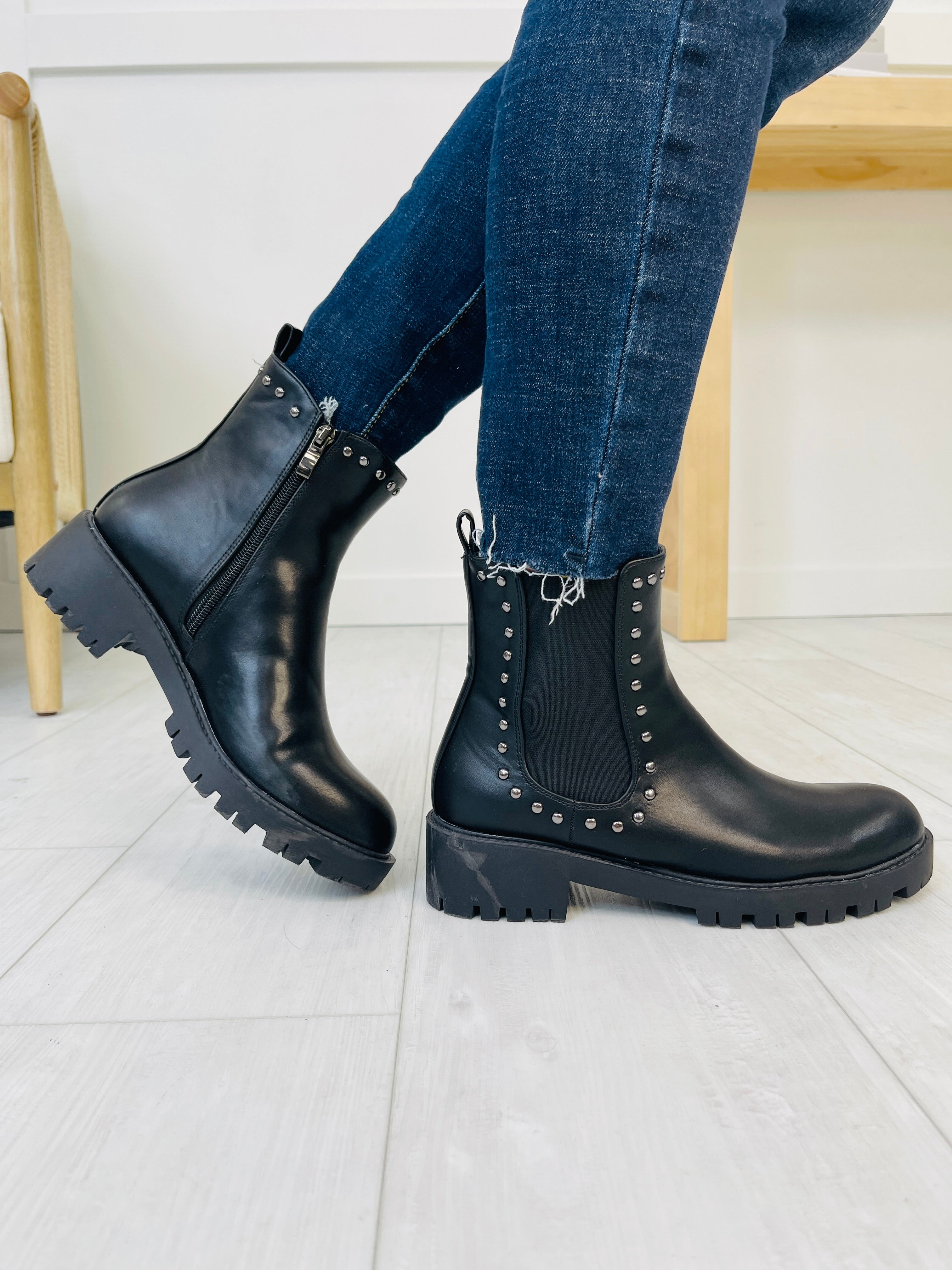 Women's Black Platform Booties - Style 2 - product view 3