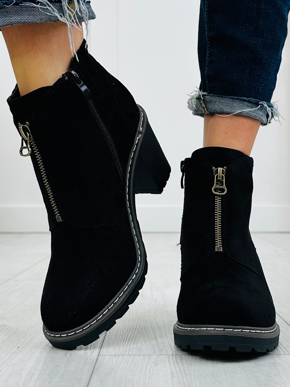 Women's Black Platform Booties - product view 3