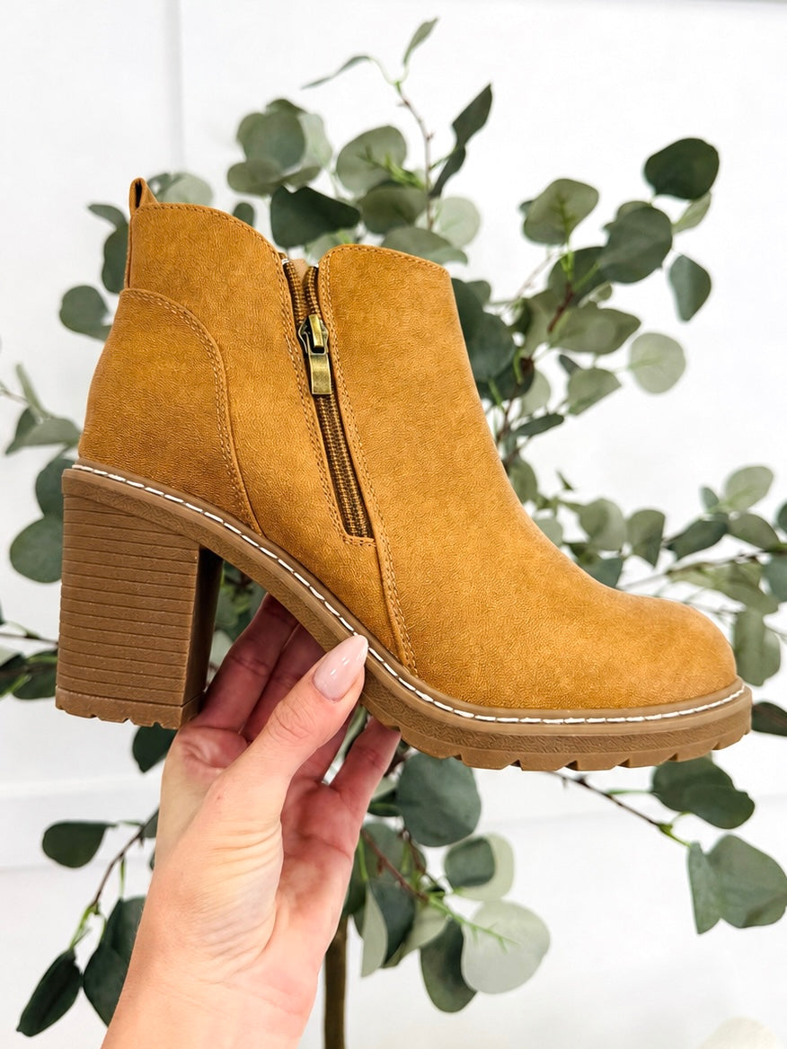 Women's Camel Suede-Look Booties - product view 1