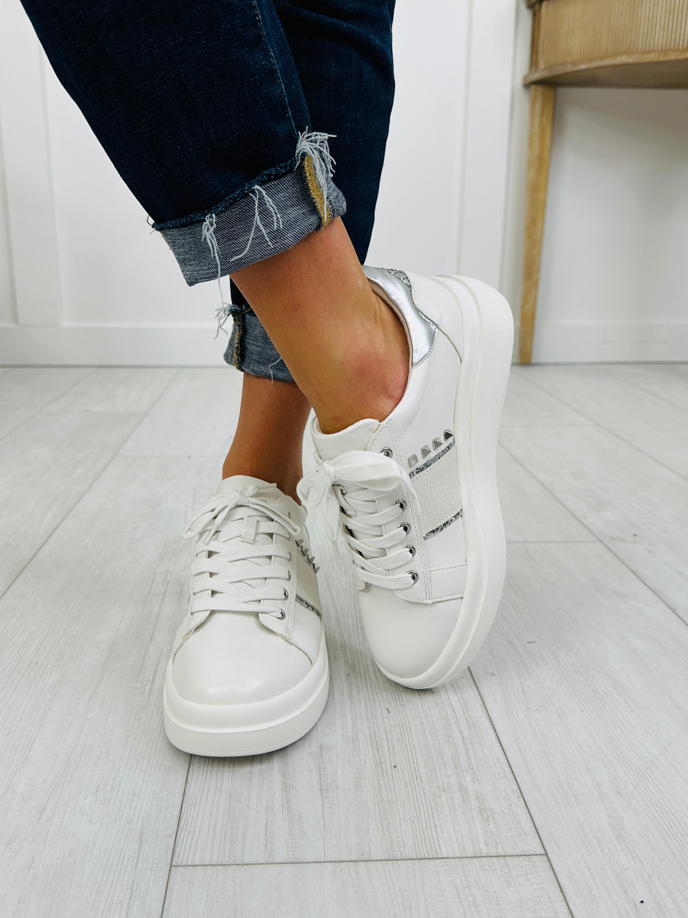 Women's White Platform Sneakers - product view 3