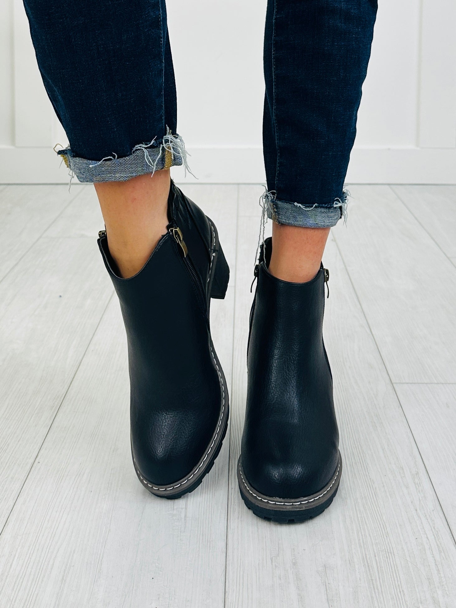 Women's Black Suede-Look Booties - product view 2