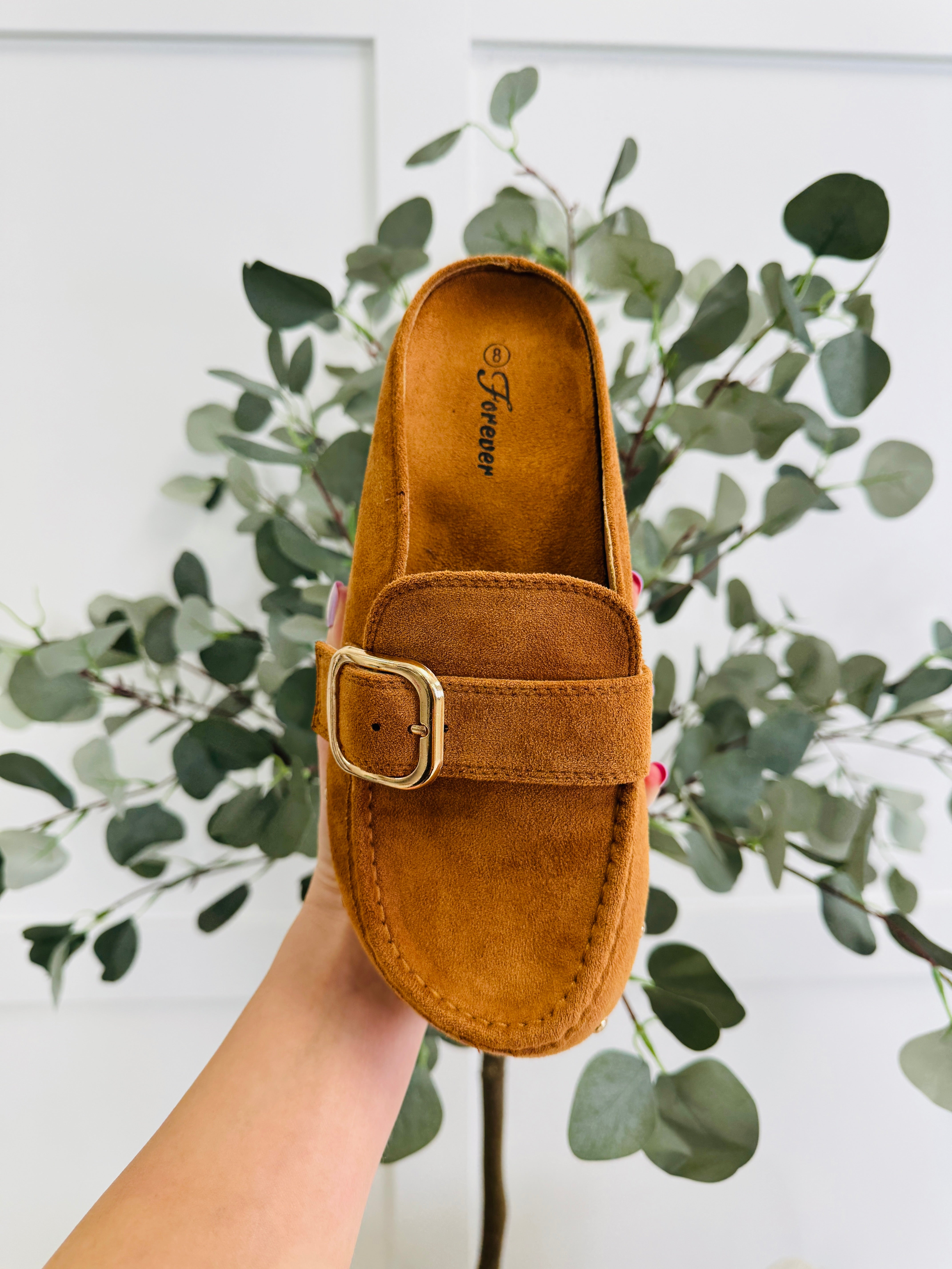Women's Tan Suede-Look Clogs - product view 1