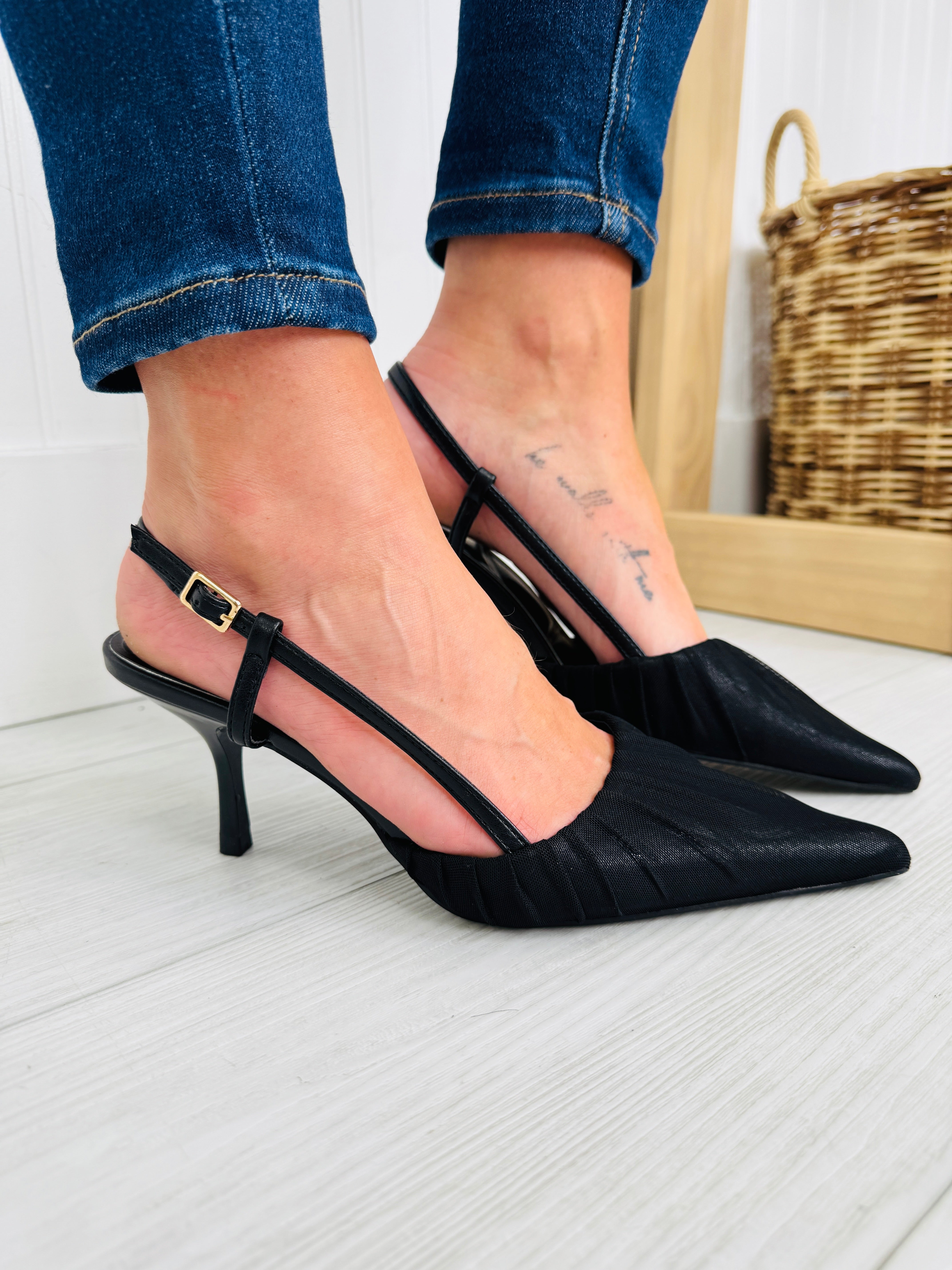 Women's Black Buckle-Detail Heels - product view 4